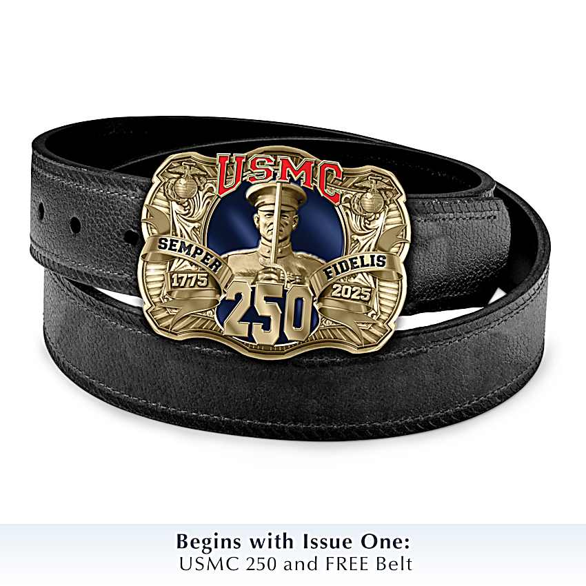 U.S. Marine Corps Metal Belt Buckle Collection With Enamel Accents