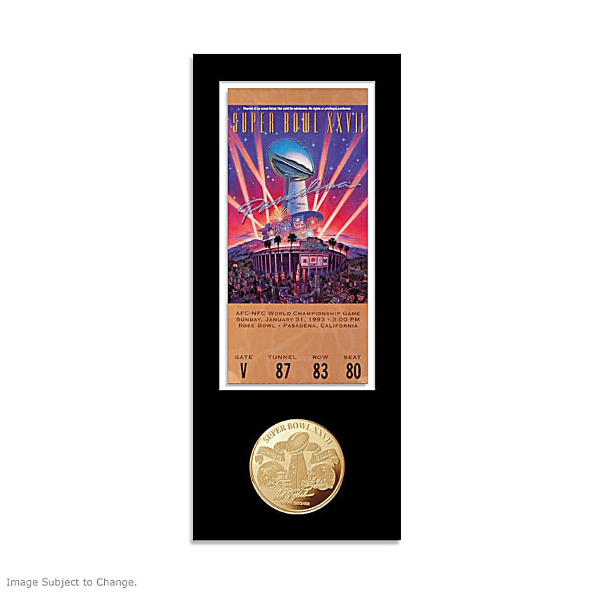 NFL Golden Bronze Coins And Tribute Super Bowl Tickets With