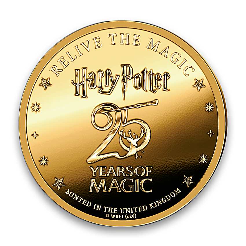 HARRY POTTER Golden Bronze Challenge Coins Adorned With Full-Color