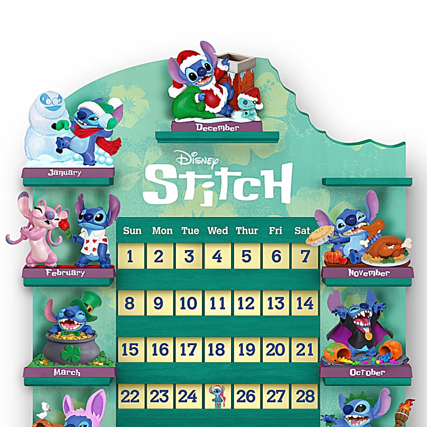 Perpetual Calendar Featuring Disneys Stitch Figurines, Month