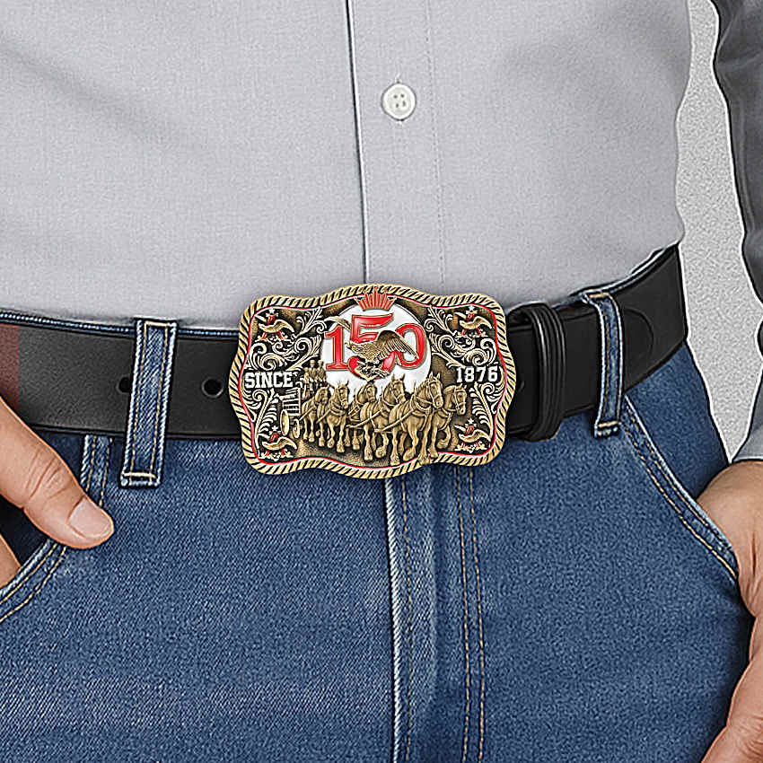 Budweiser Metal Belt Buckles With Sculpted Imagery In Honor Of The