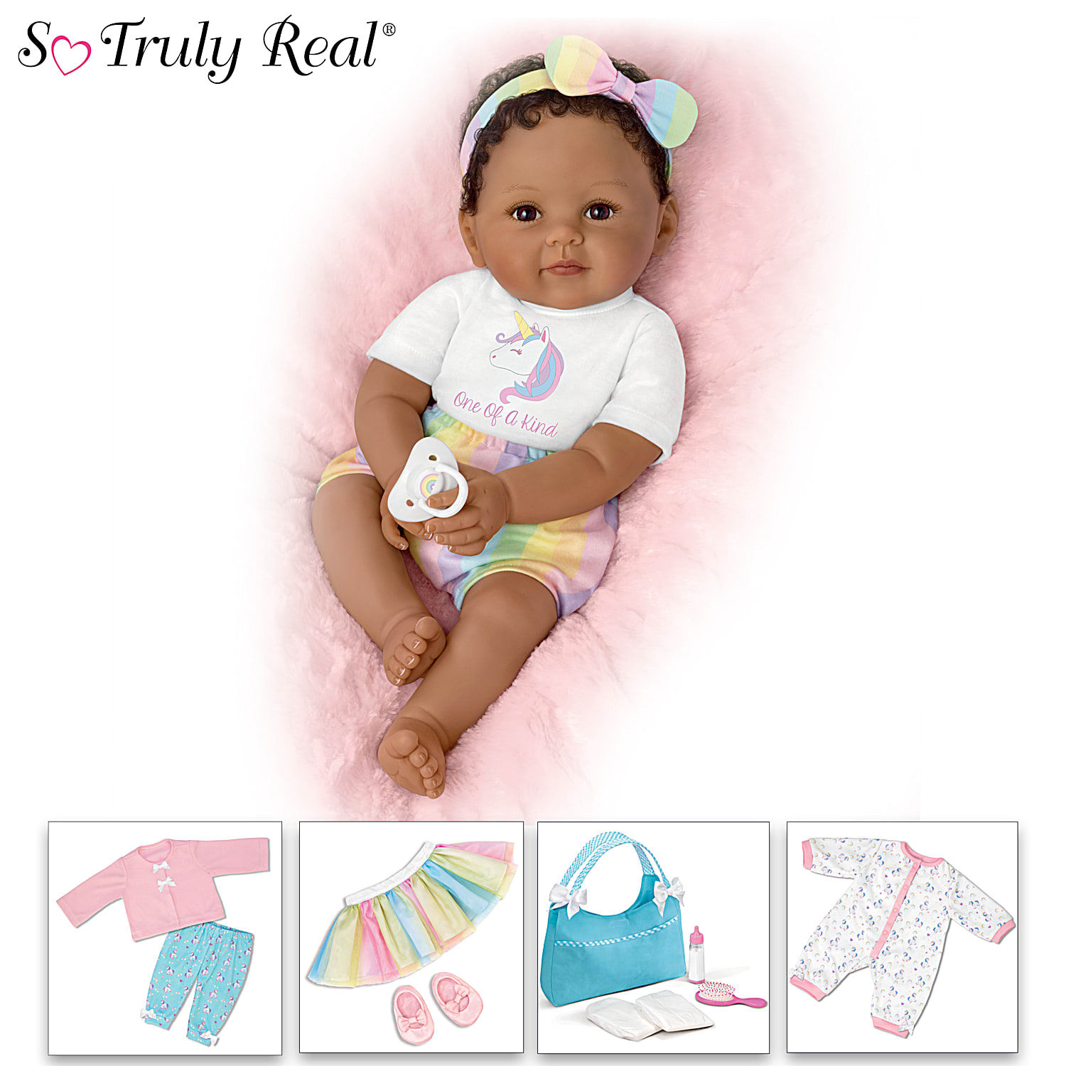 One Of A Kind Ciara Lifelike Baby Doll And Accessory Set With A 10 Piece Outfit Which Includes Cardigan Pants Tutu Skirt Shoes Sleeper More