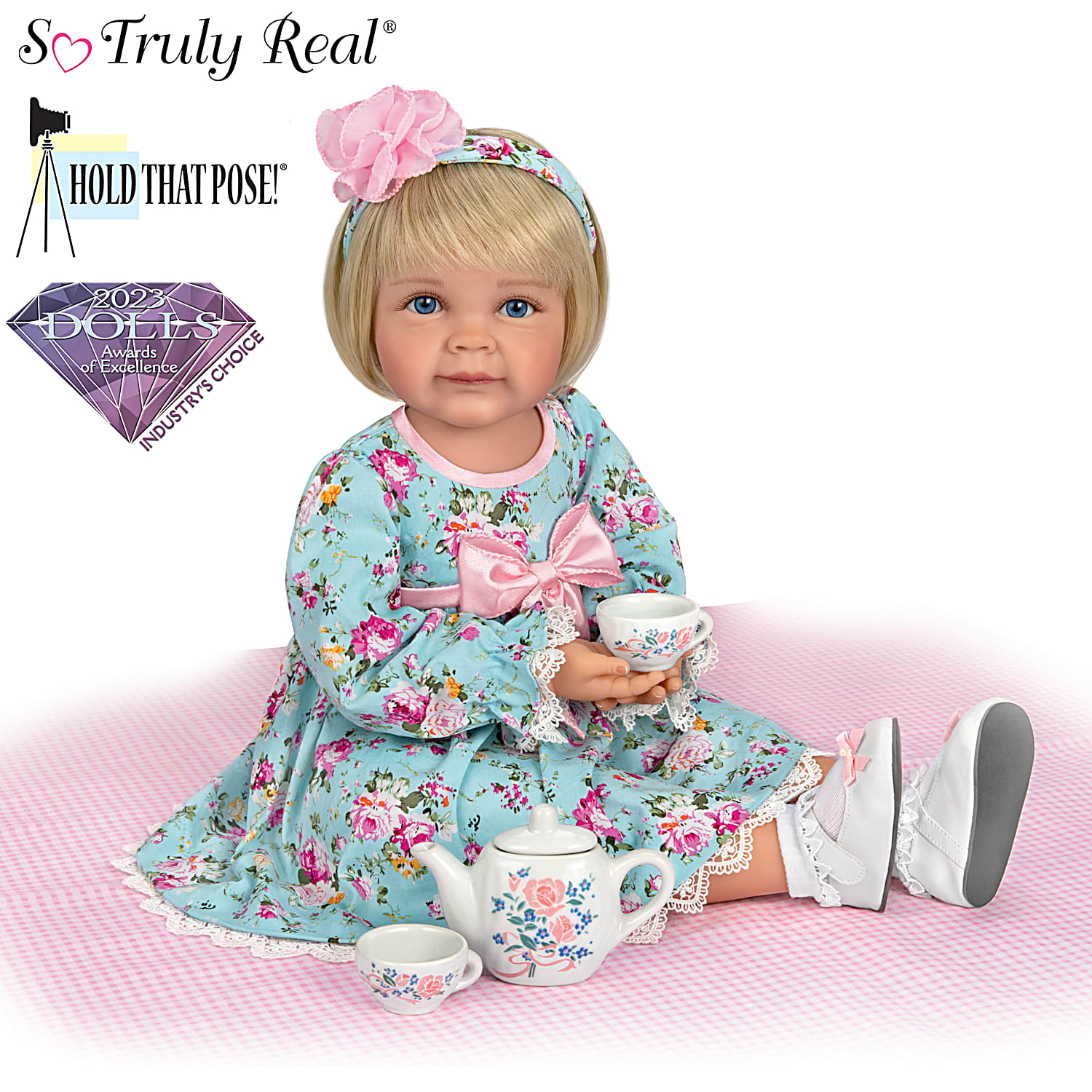 So Truly Real Tea For Two Toddler Girl Doll Featuring A Finely Tailored Floral Ensemble And Comes With A 3 Piece Porcelain Tea Set And Picnic Blanket