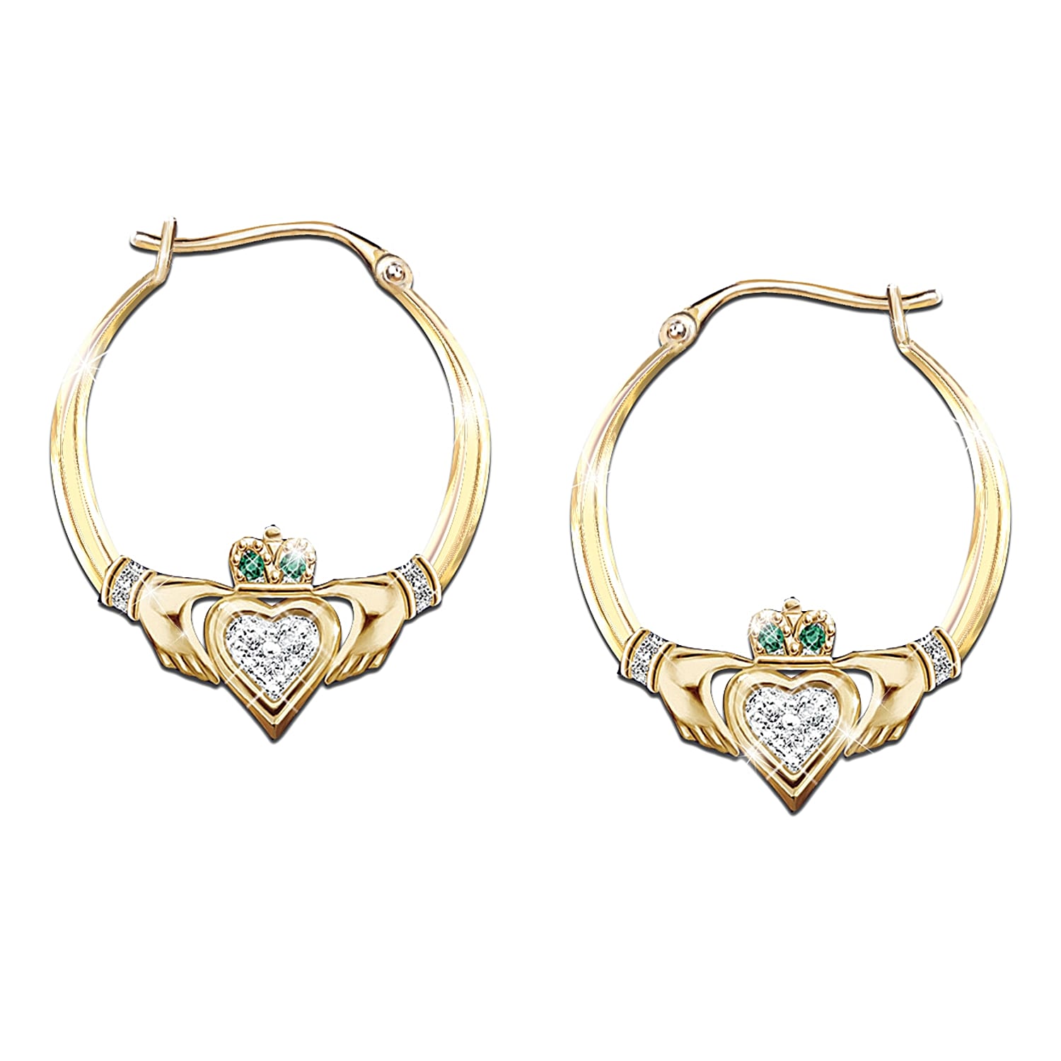 Gold claddagh earrings best sale