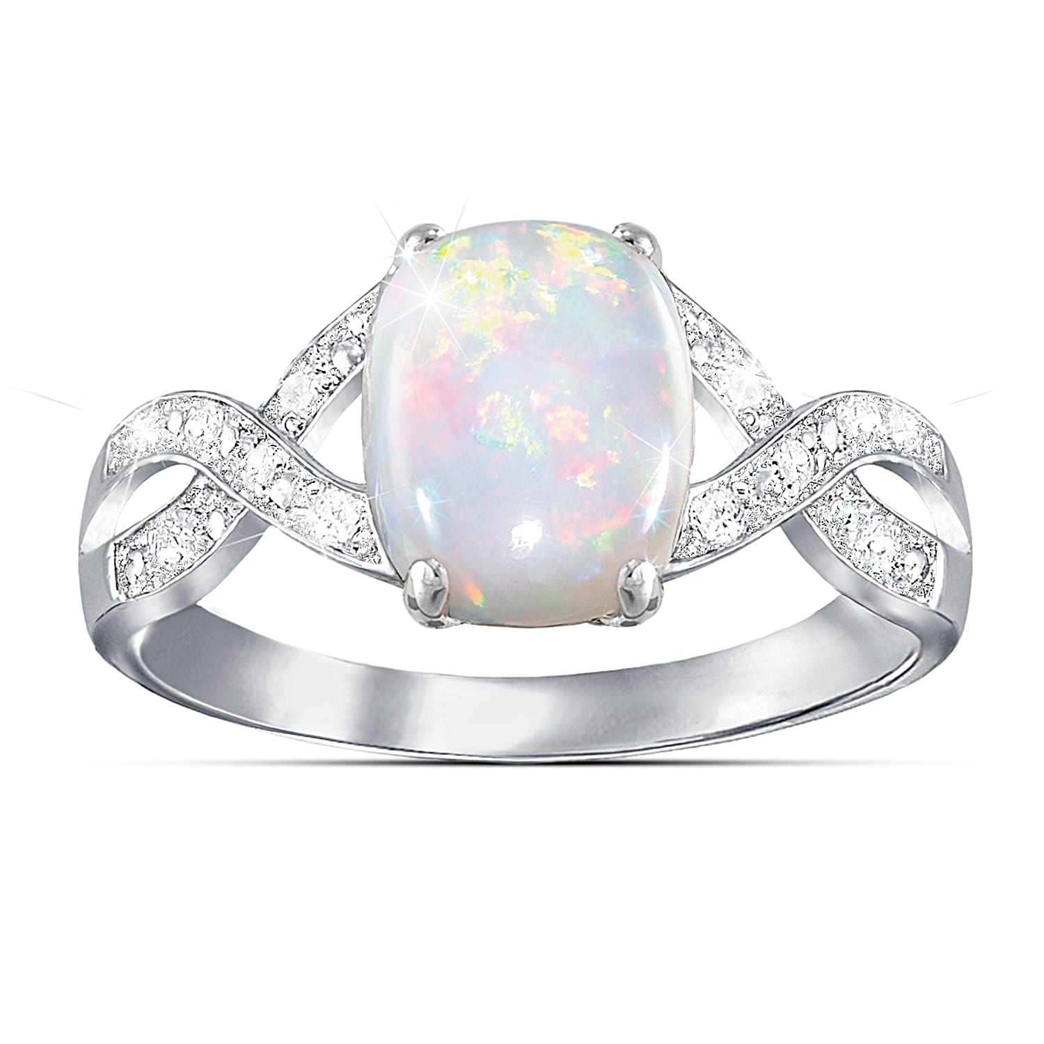 Australian Opal And 12 Diamond Shimmering Elegance Ring