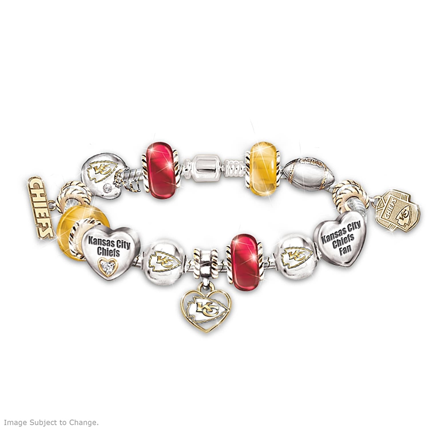 Kansas City Chiefs NFL Gold Tennis Bracelet - Kansas City Chiefs