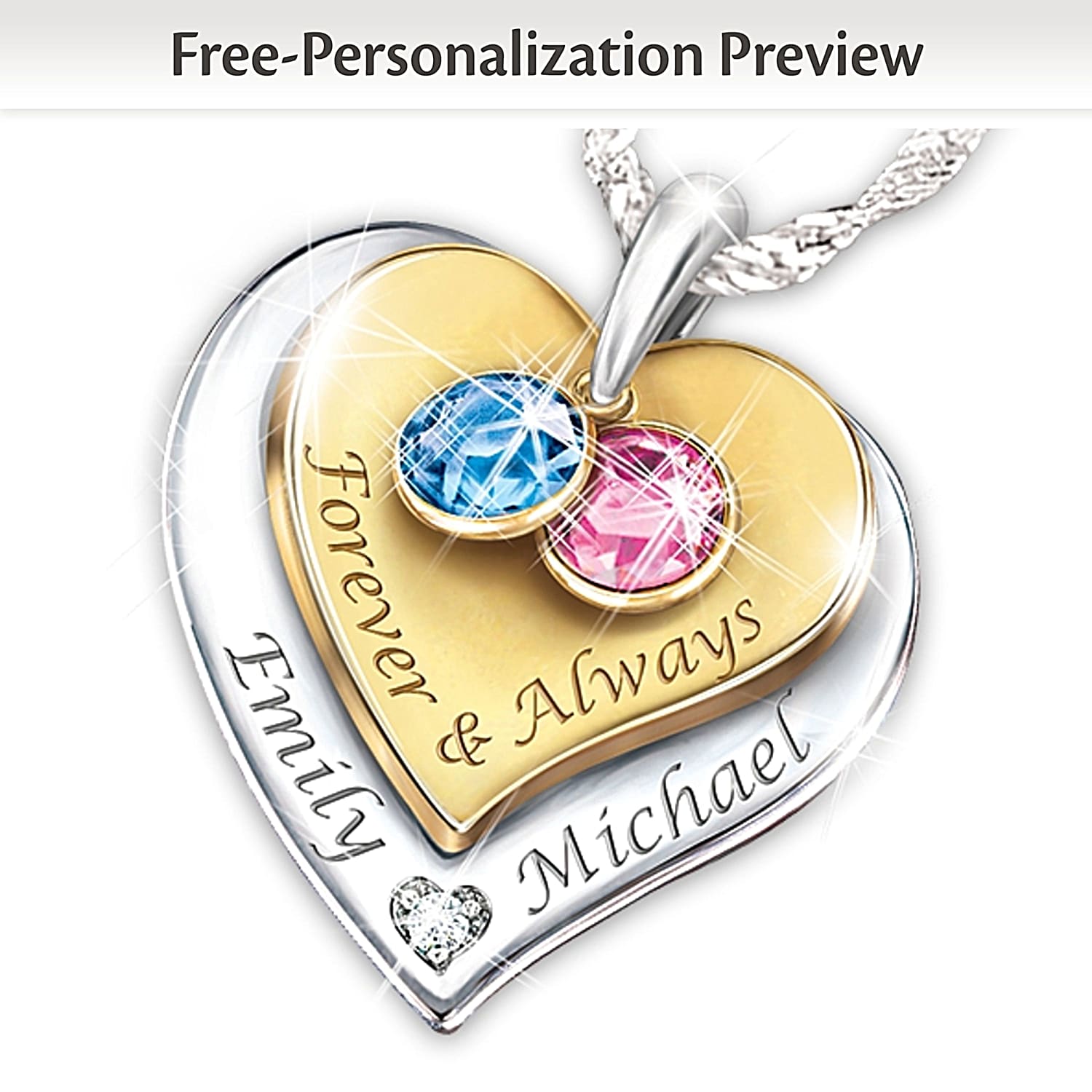 Womens Necklace Forever Always Personalized Diamond Pendant Necklace
