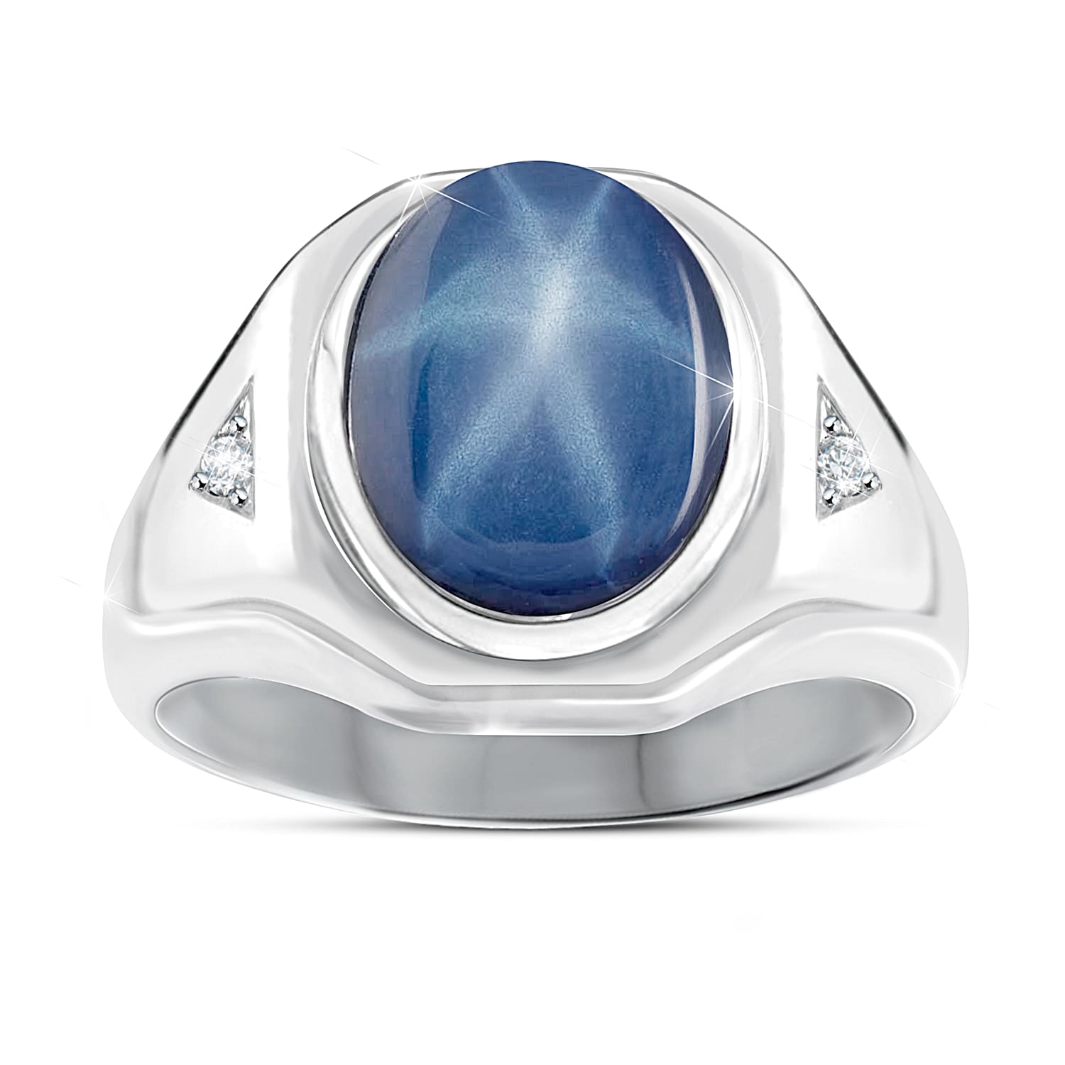 Interstellar Mens Created Star Sapphire Ring