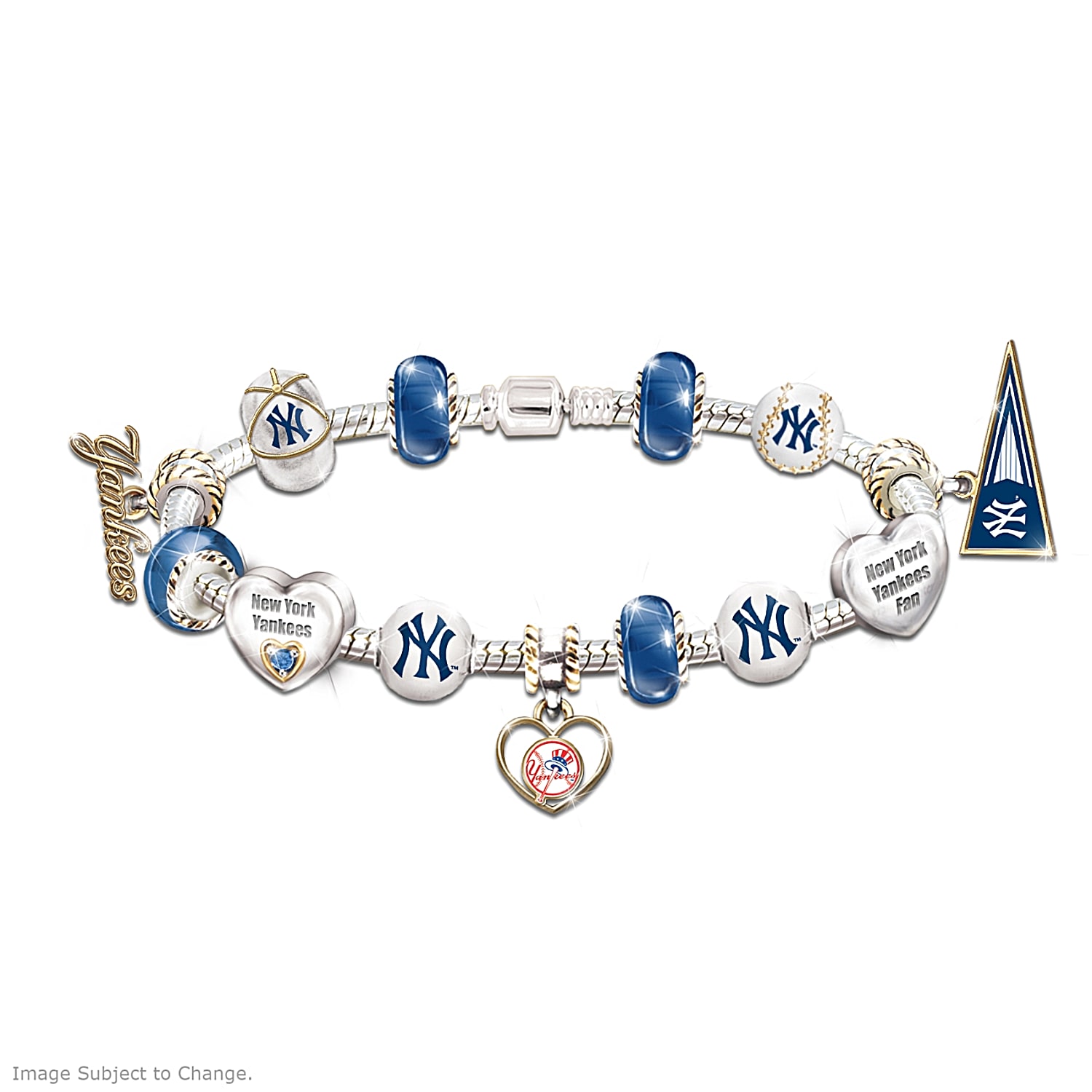 Tokens and Icons New York Yankees Game-Used Baseball Yarn Bracelet, OS