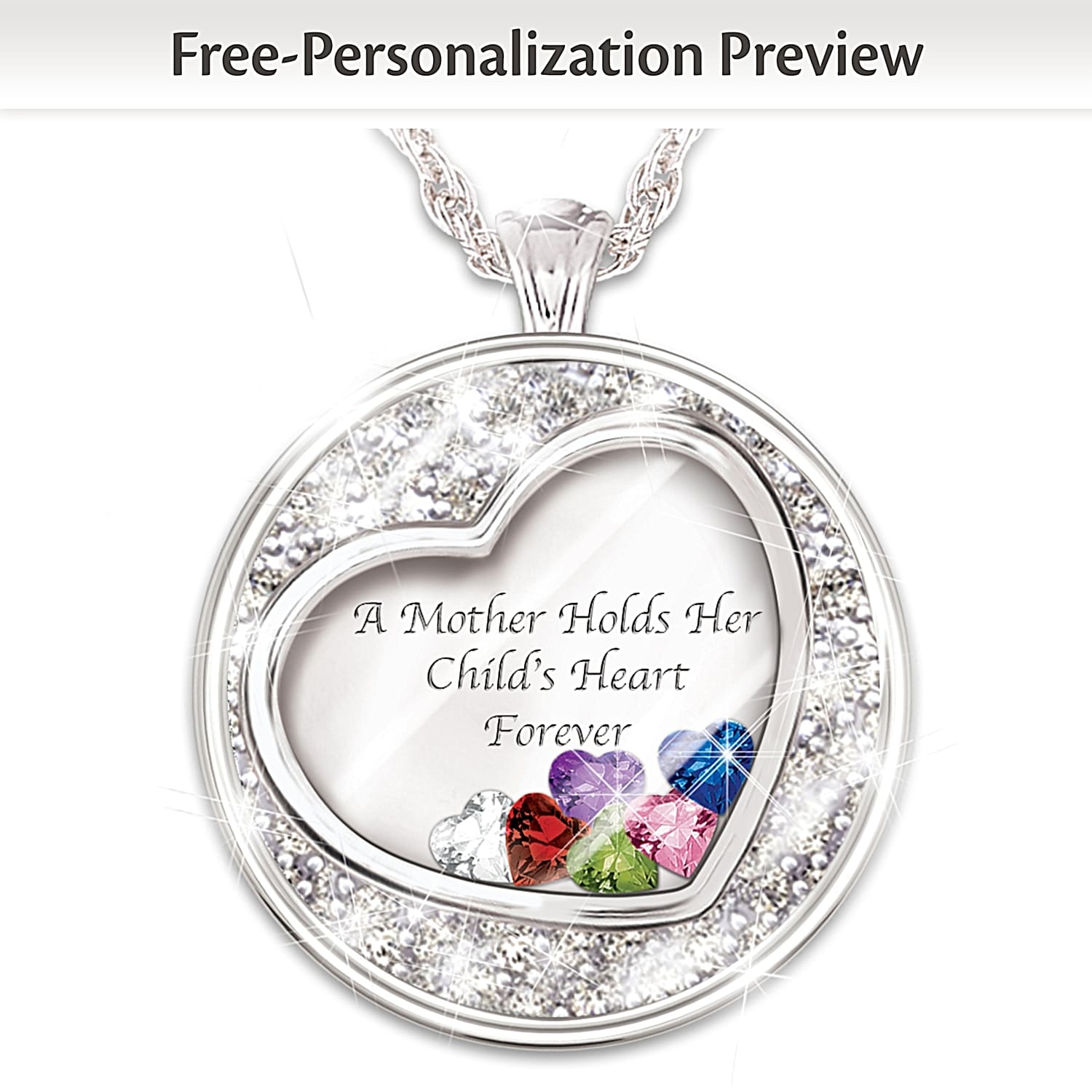 Family pendant necklace with birthstones 2025