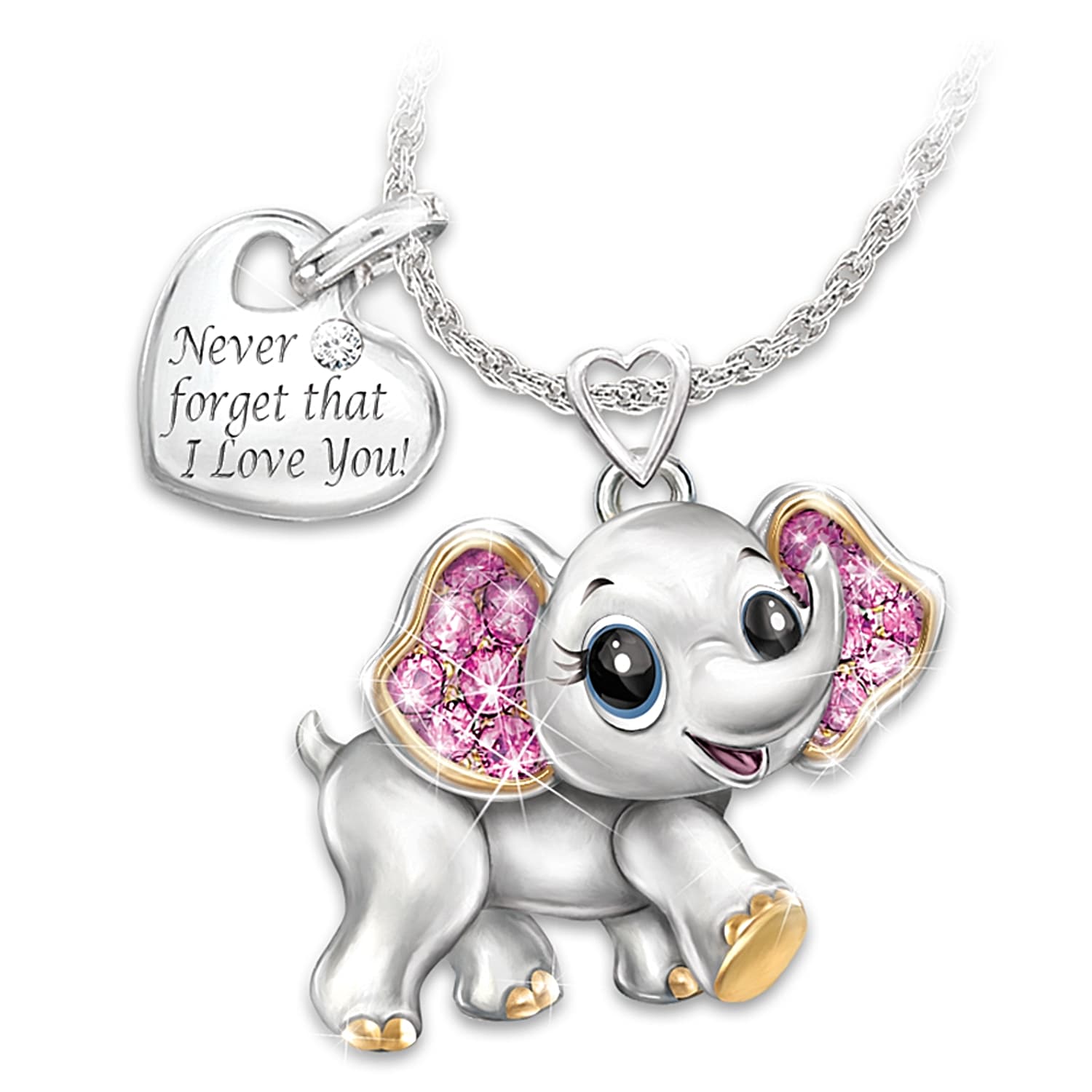 Granddaughter, Never Forget I Love You Engraved Elephant Pendant