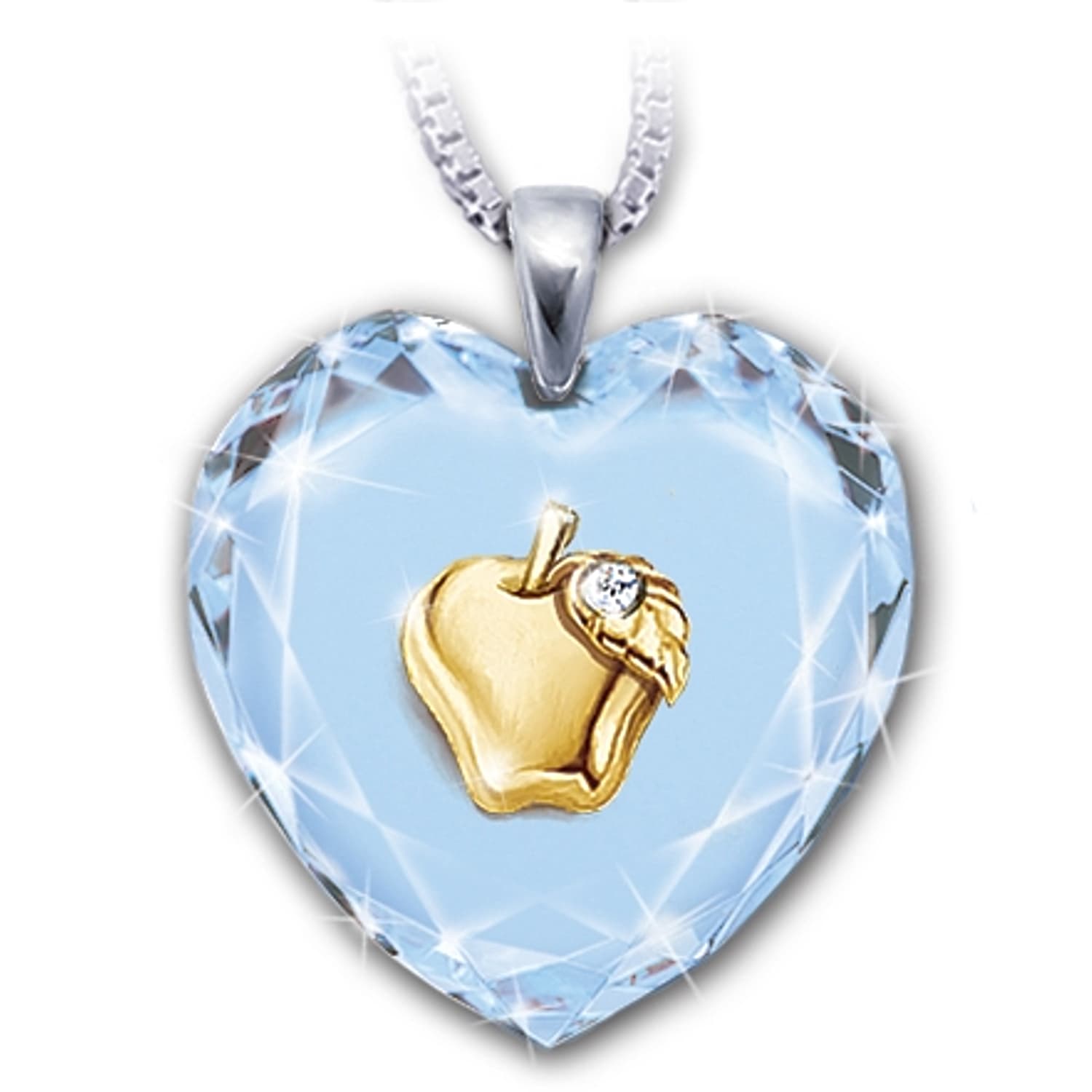 Heart Of A Teacher Heart Shaped Crystal Pendant Necklace