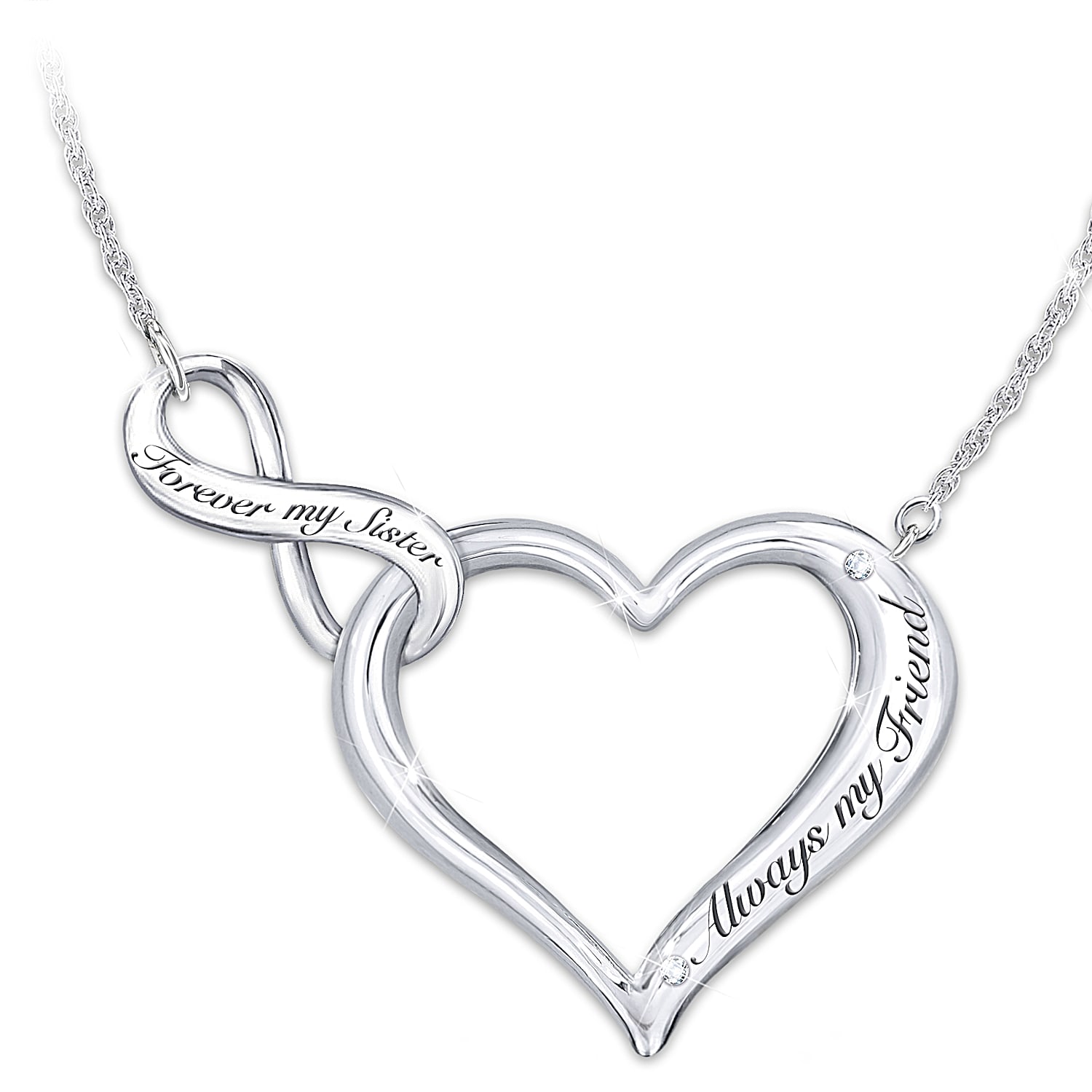 My Sister My Friend Necklace Engraved Heart Shaped Womens Necklace