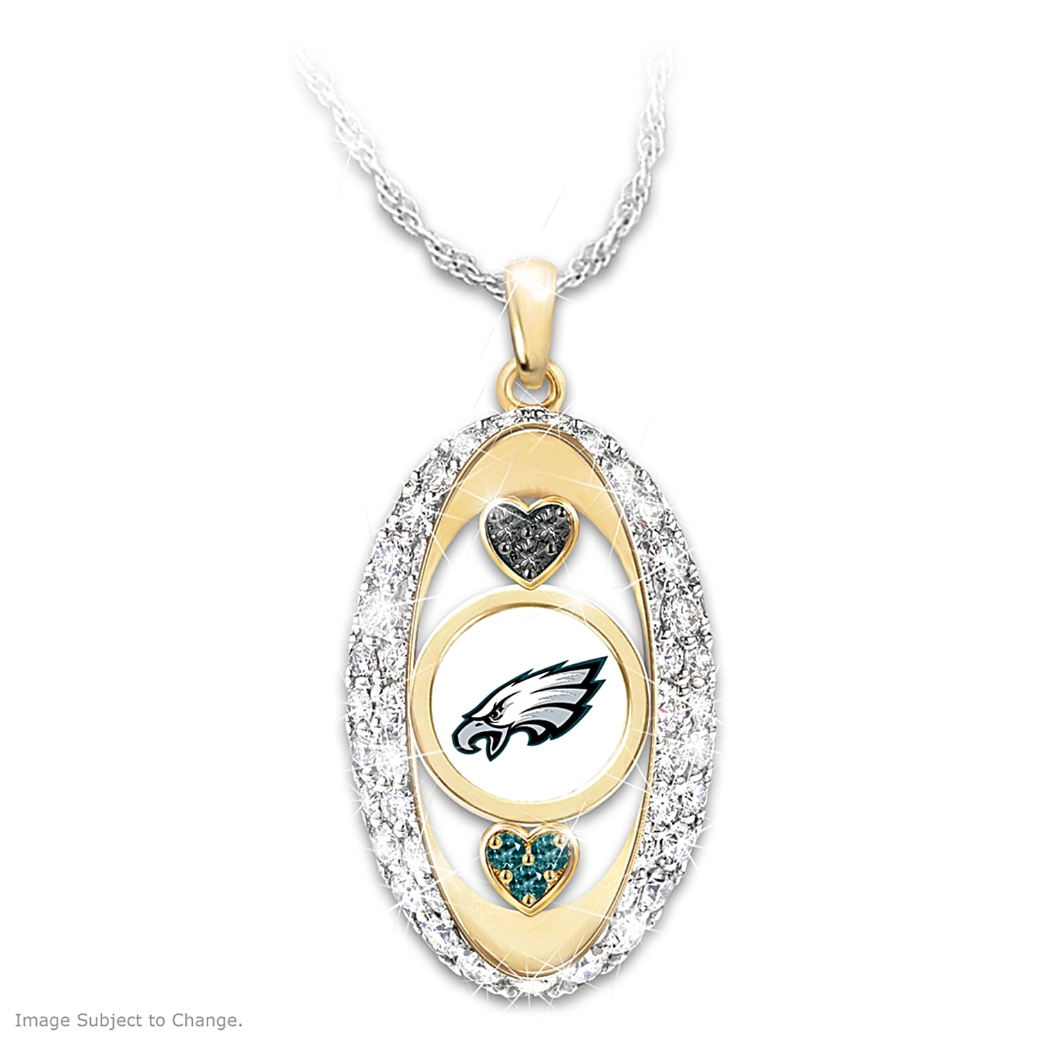 Express Your Love Gifts Fly Eagles Fly Philadelphia Fan Necklace Stainless Steel or 18K Gold Dog Tag W 24 Chain