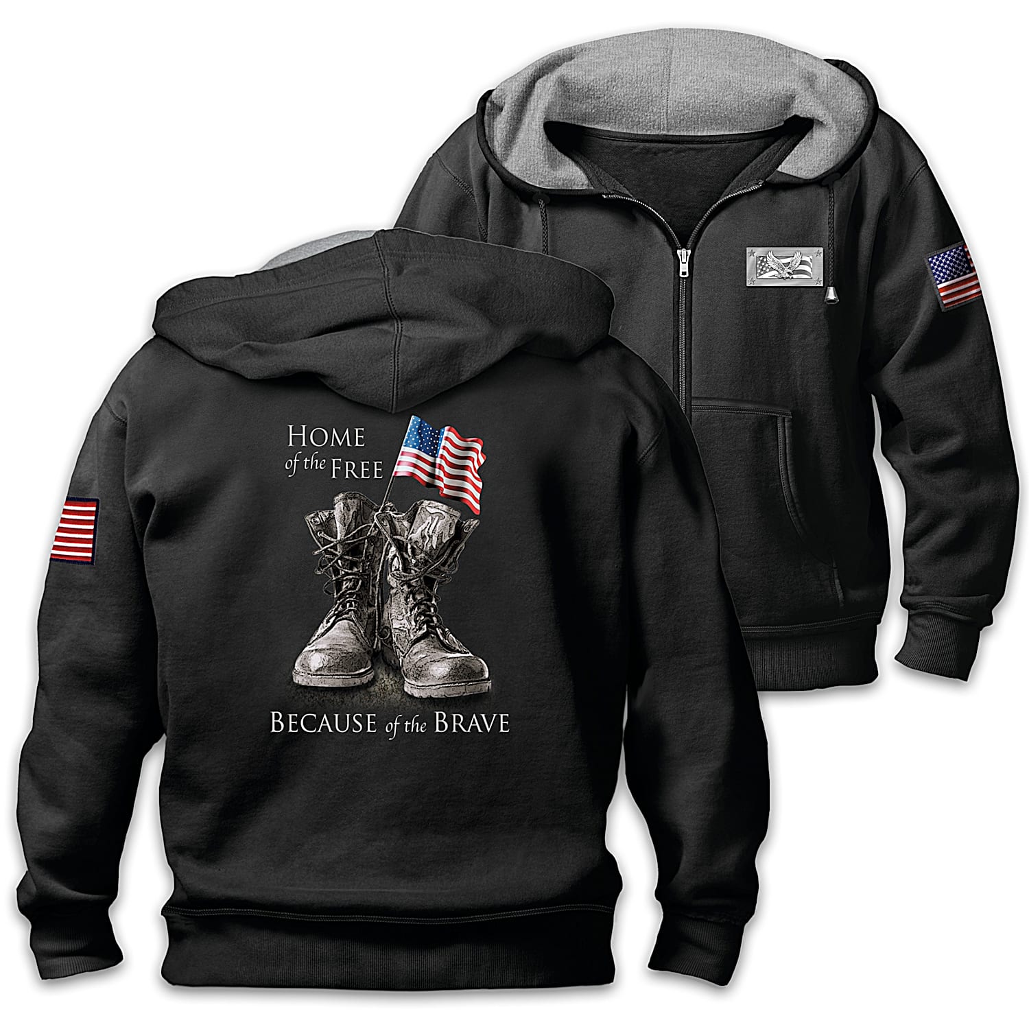 Because Of The Brave Mens Patriotic Hoodie