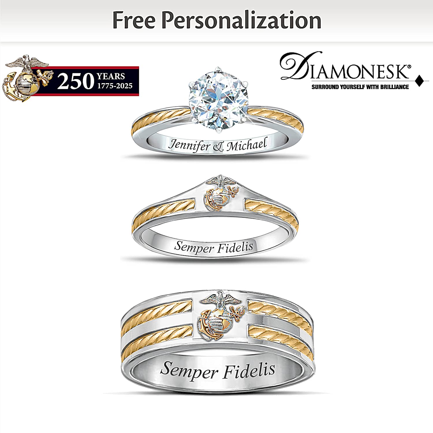 Marine corps wedding ring sets deals