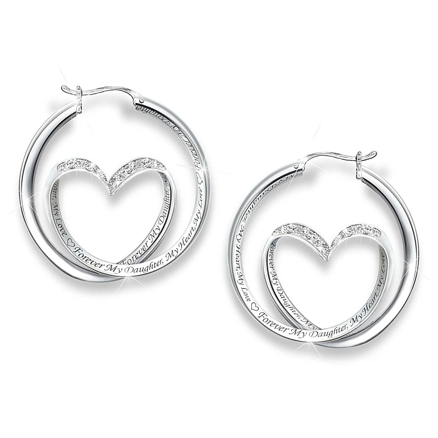 Sterling silver heart shaped hoop earrings outlet