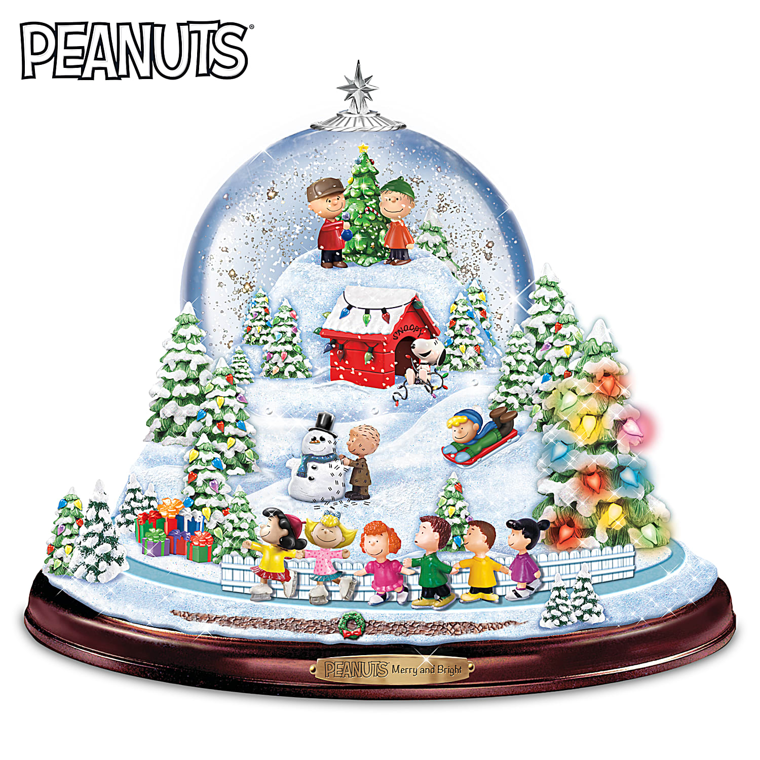 PEANUTS Merry And Bright Christmas Musical Snowglobe