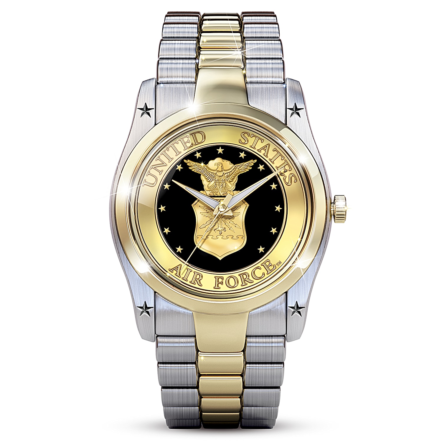 U.S. Air Force Mens Two Tone Stainless Steel Watch Featuring The
