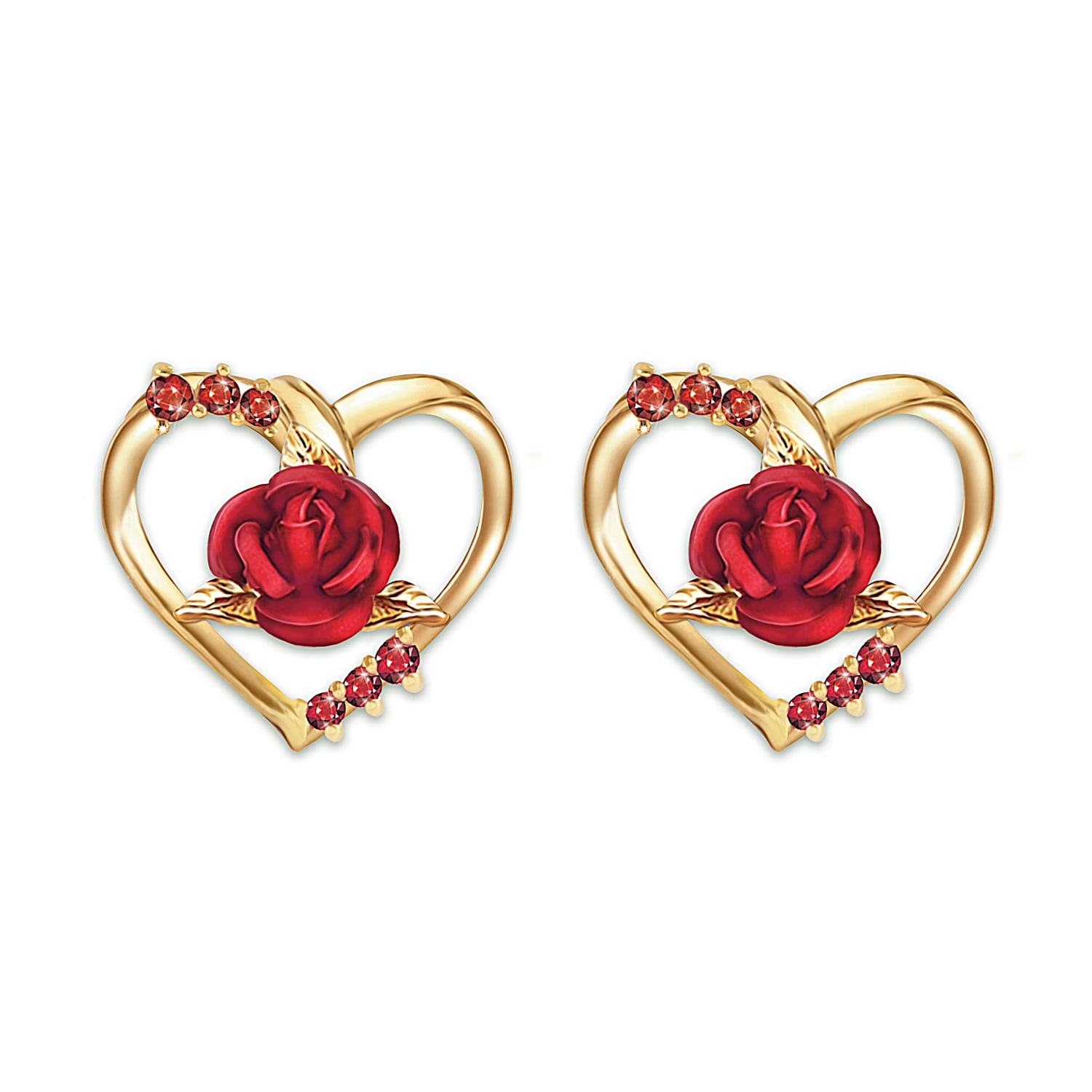 Forever Yours 18K Gold-Plated Heart-Shaped Ruby Earrings With