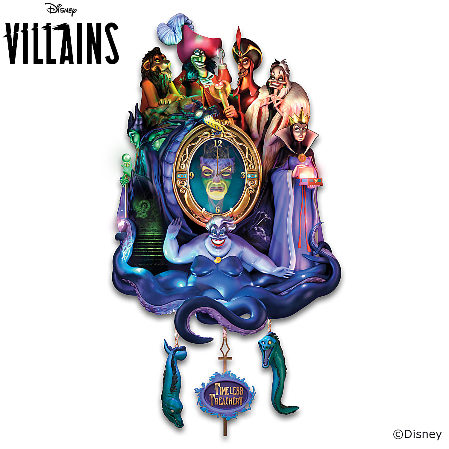 Disney Classic Villains Timeless Treachery Illuminated Cuckoo Clock