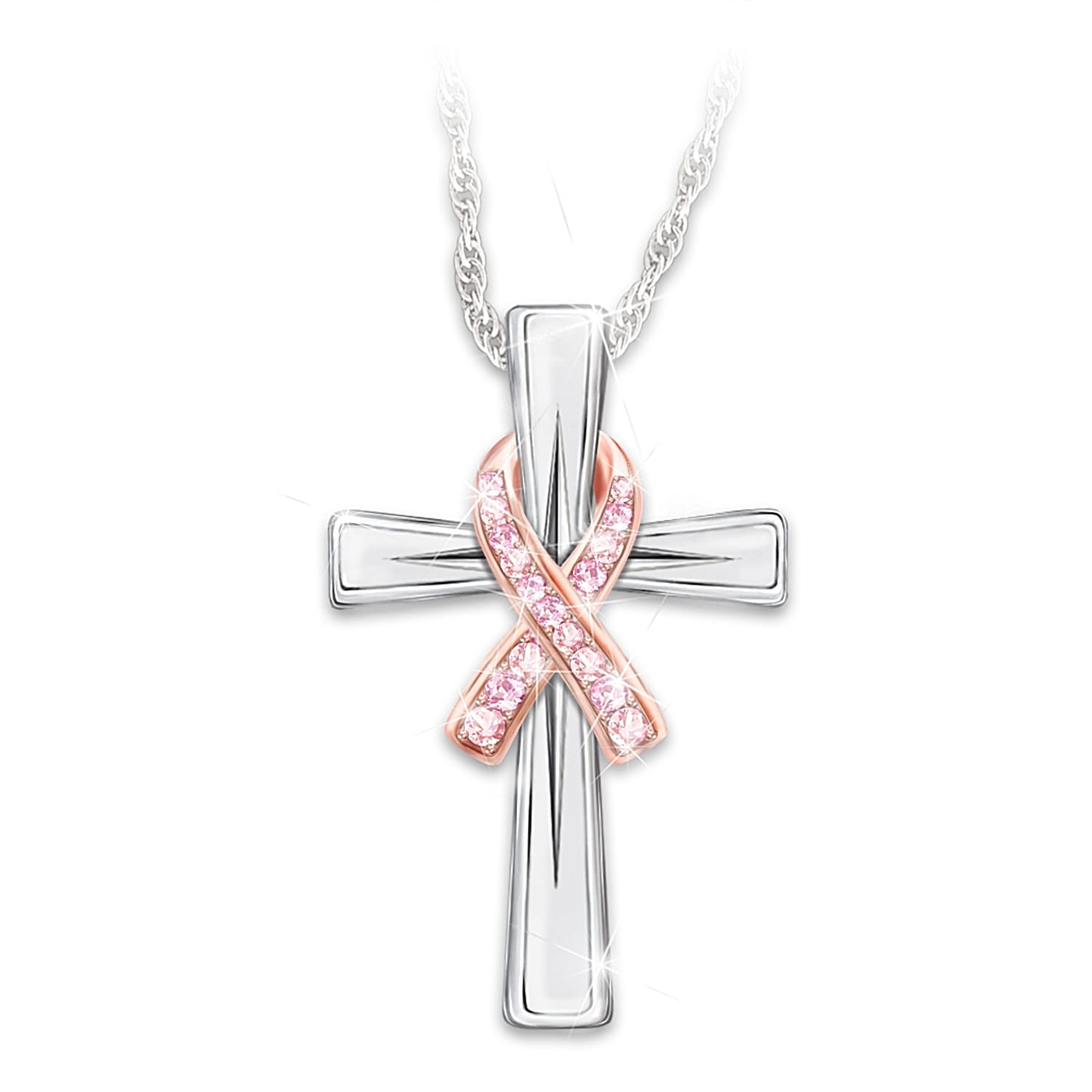 Breast cancer cross necklace top