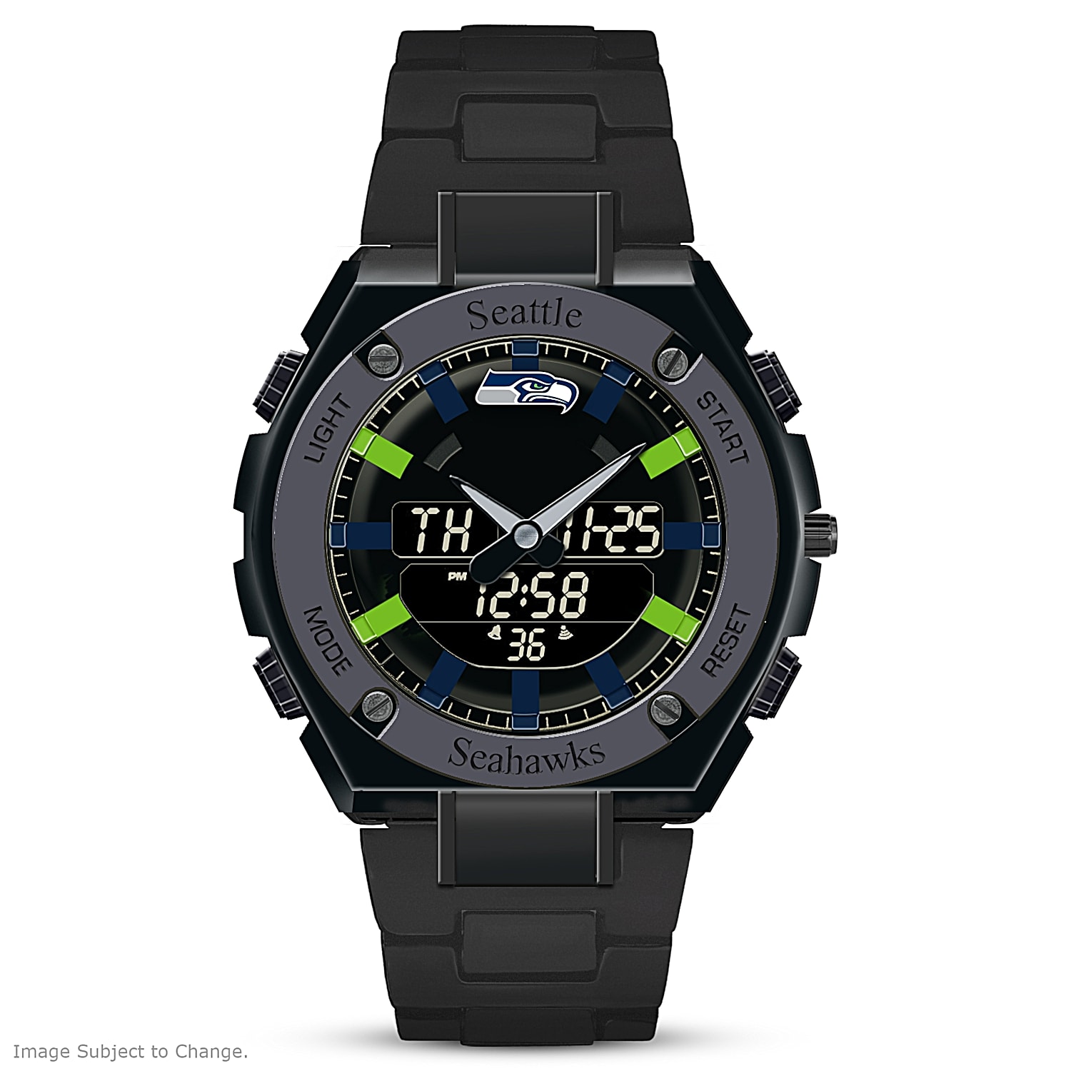 Seattle Seahawks Time! NFL Stainless Steel Ana-Digi Watch