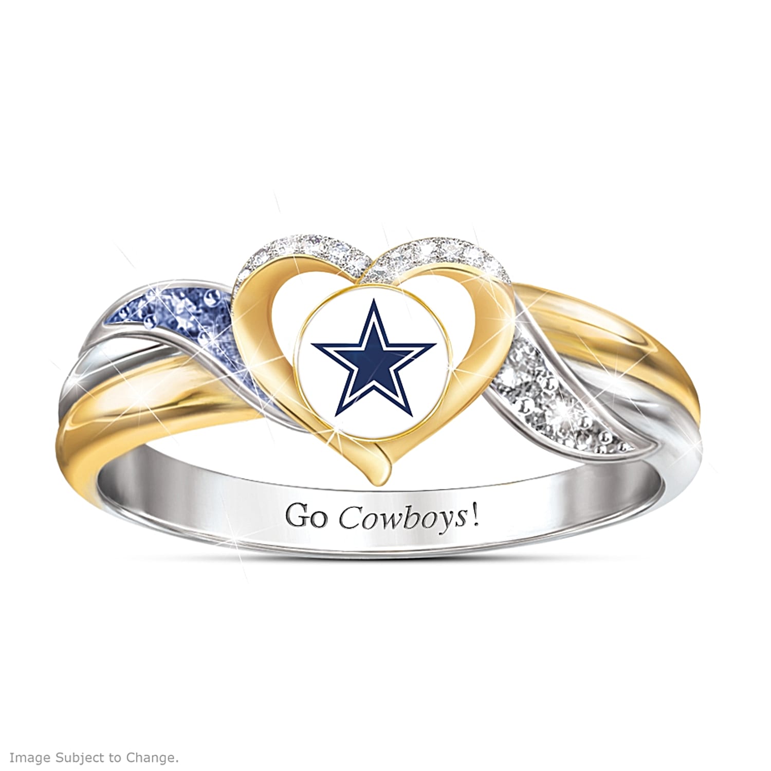 Dallas Cowboys Womens 18K Gold Plated NFL Pride Ring