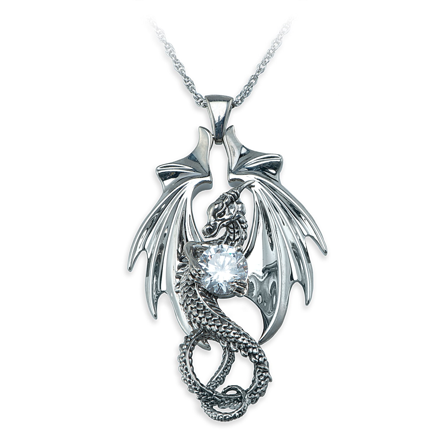 Silver dragon necklace cheap