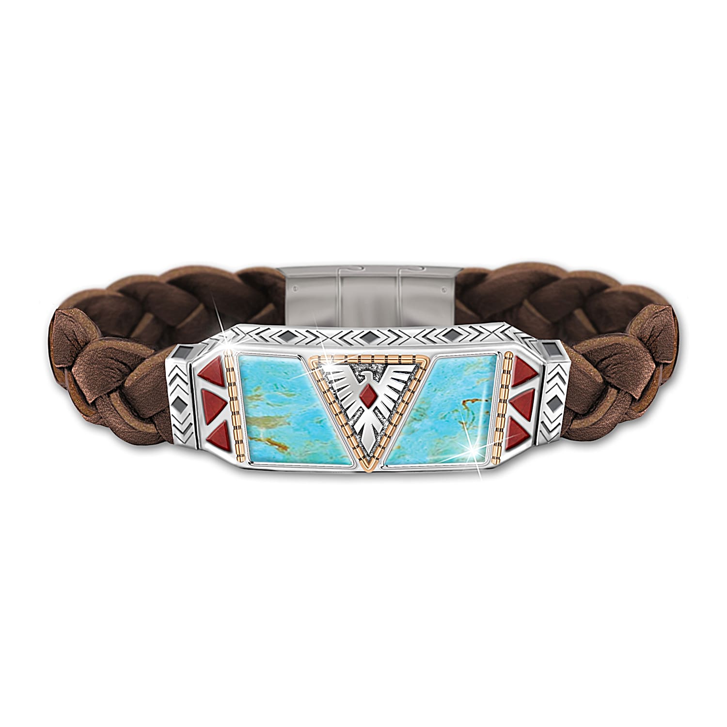 Mens turquoise leather bracelet discount