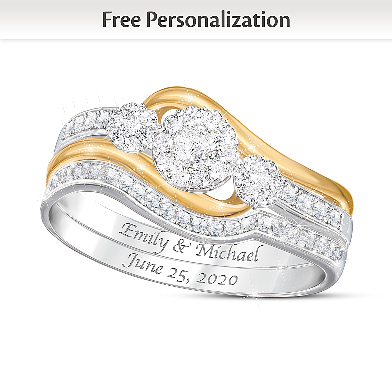 Loves Endless Embrace Womens Personalized Diamond Bridal