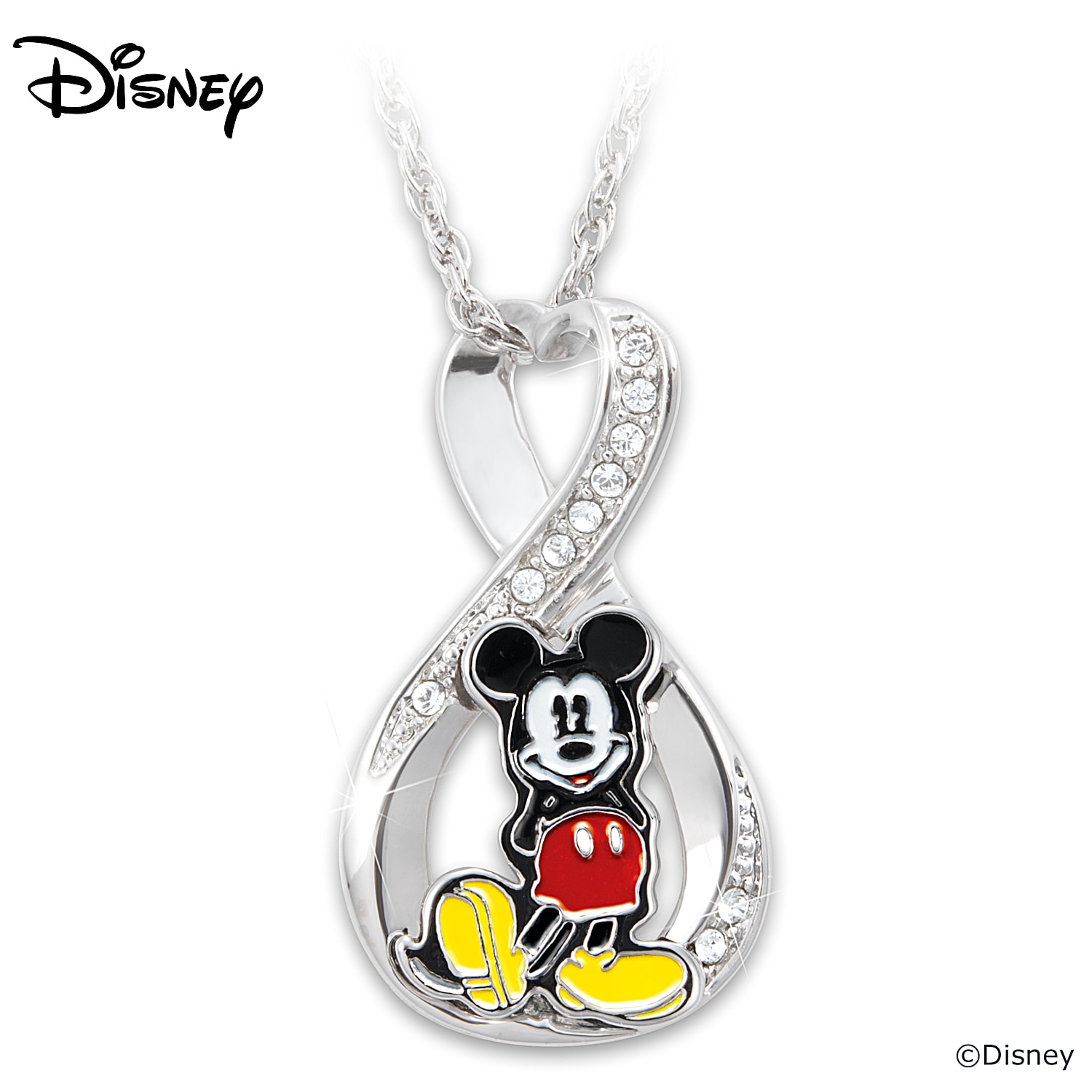 Disney Mickey Mouse Forever Womens Infinity Pendant Necklace
