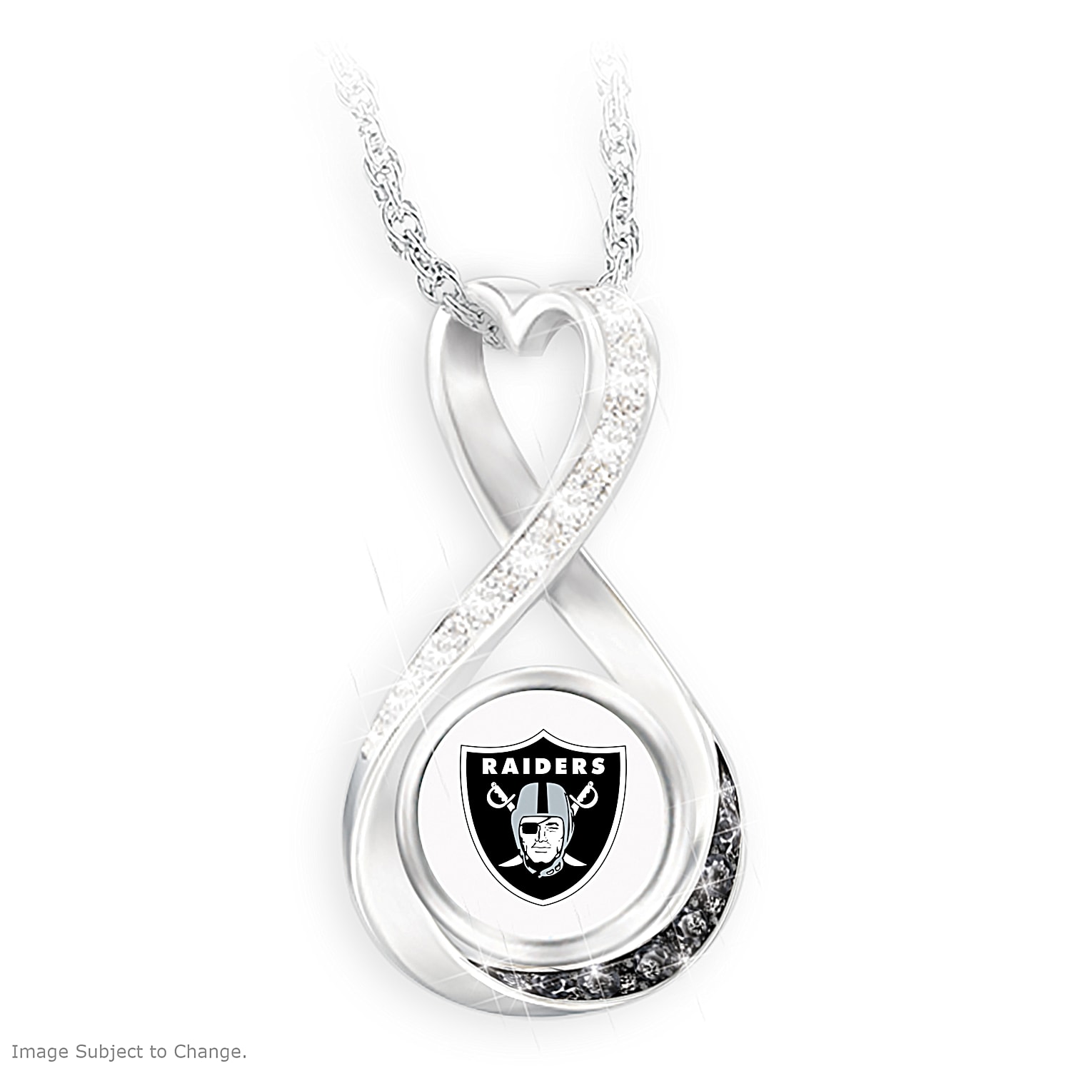 Raiders Forever Womens NFL Infinity Shaped Pendant Necklace With