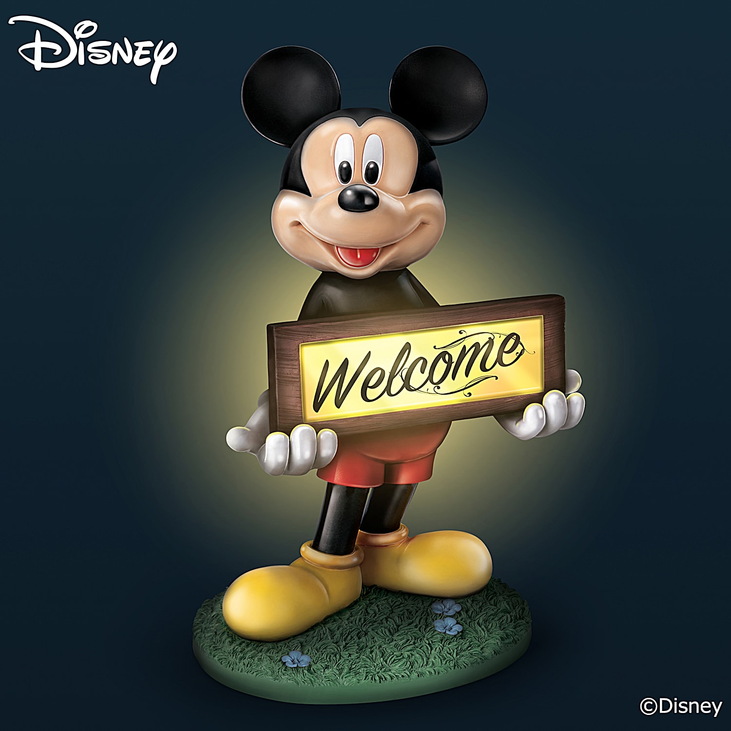 Disney Mickey Mouse Solar Lit Welcome Sign With Built-In
