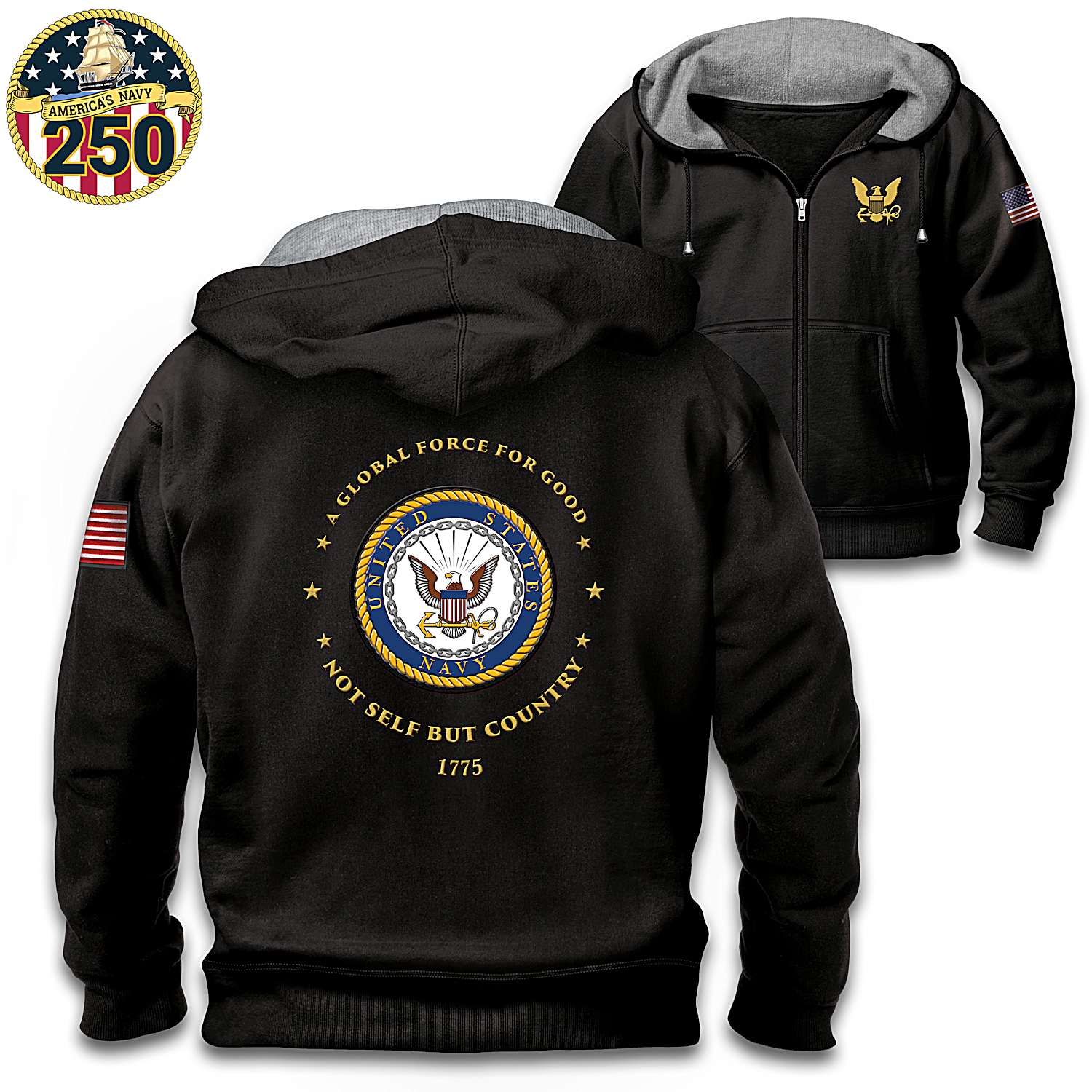 U.S. Navy Zip Up Hoodie – Fleece-Lined, Front-Zip Jacket U.S. Navy Zip Up Hoodie – Fleece-Lined, Front-Zip Jacket
