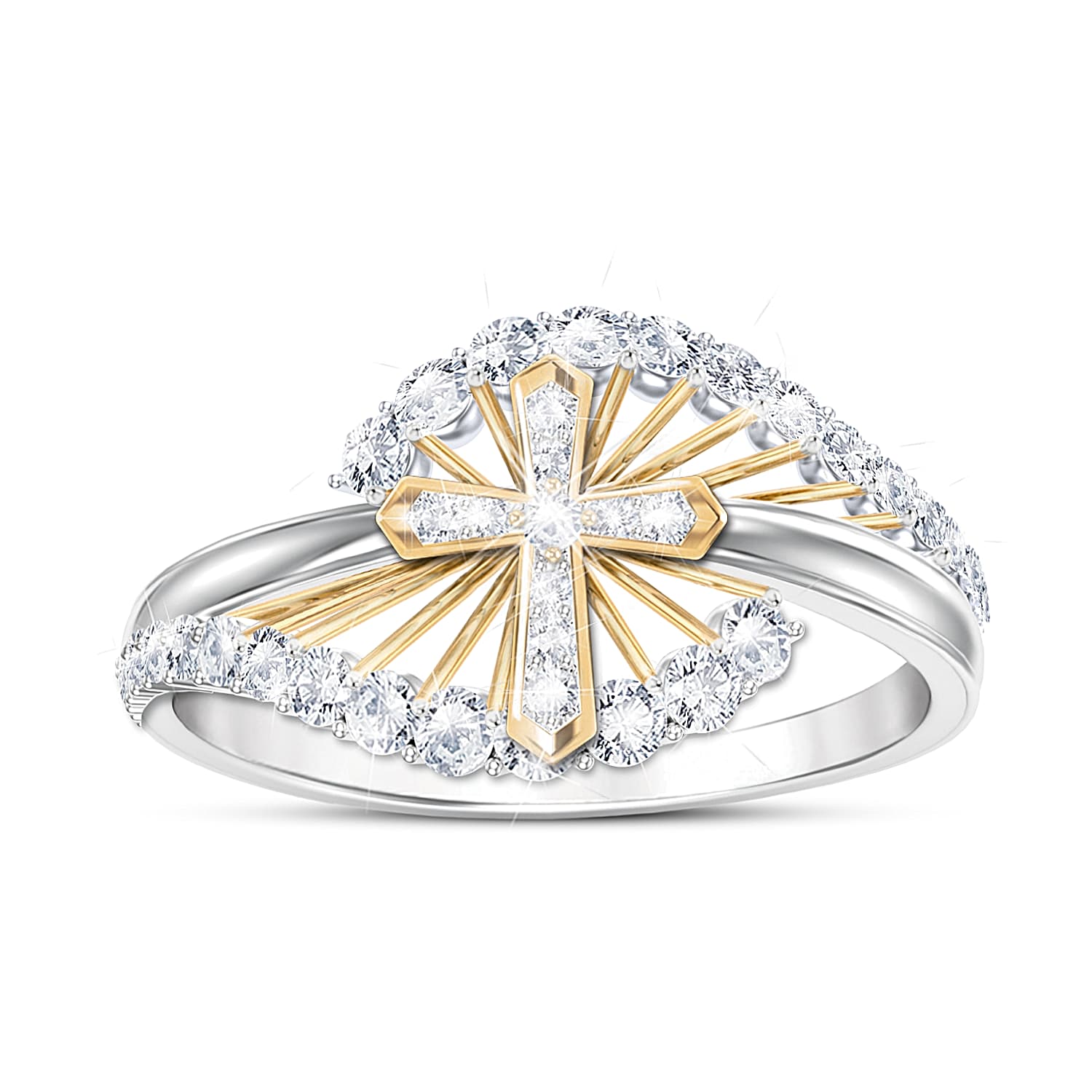 Light Of Faith Womens Religious White Topaz Ring