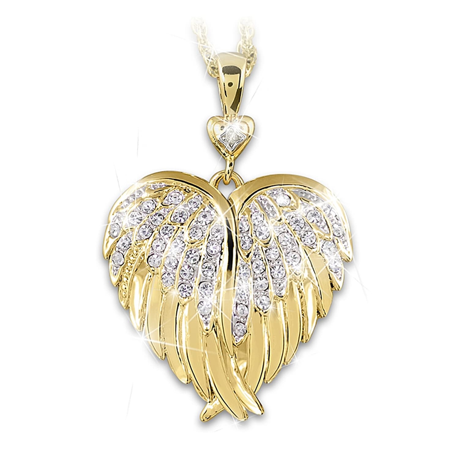 Guardian Angel Embrace Womens Crystal And Diamond Heart Shaped Pendant Necklace