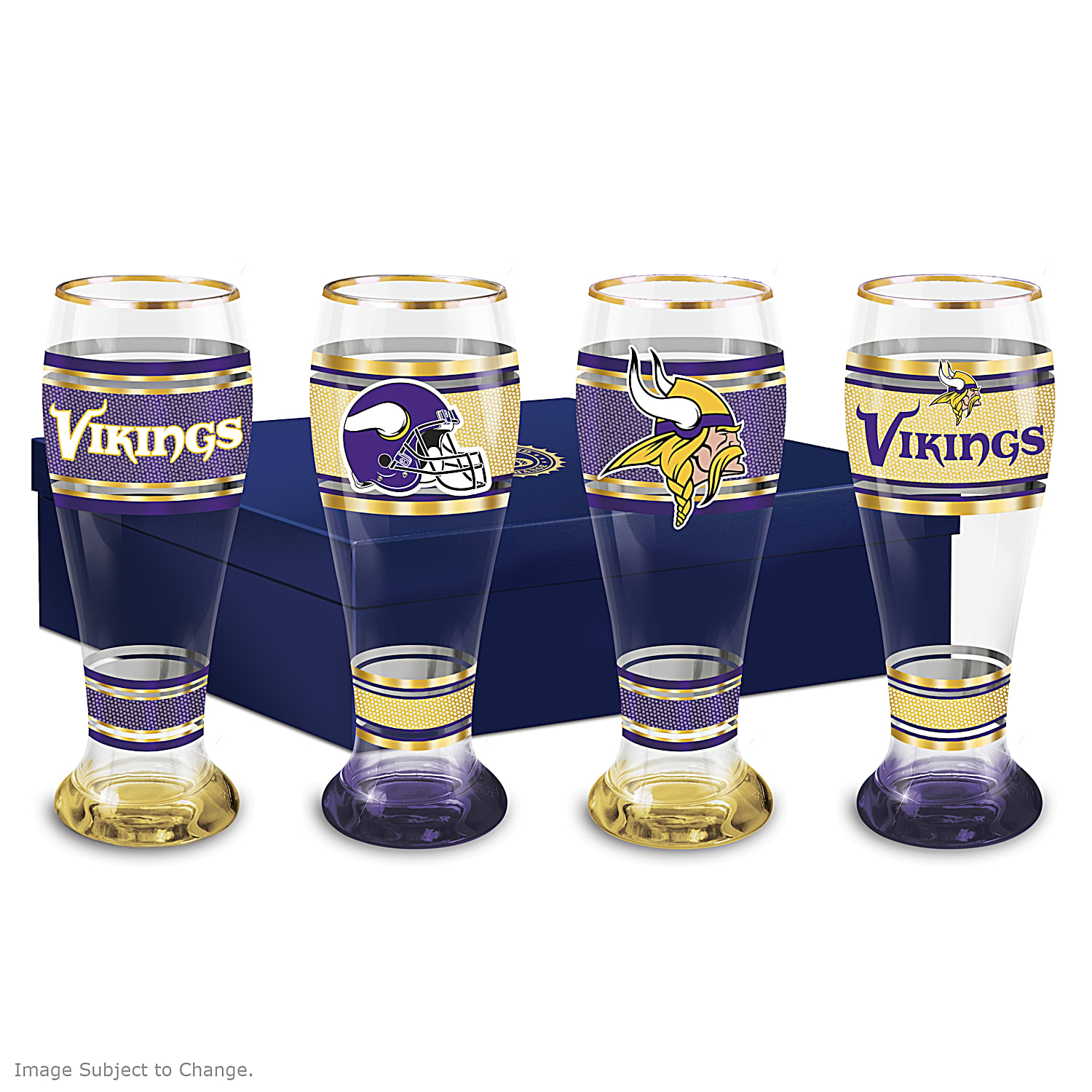 Minnesota Vikings Drink Set Boxed 17oz Stemless Wine and 16oz Tankard