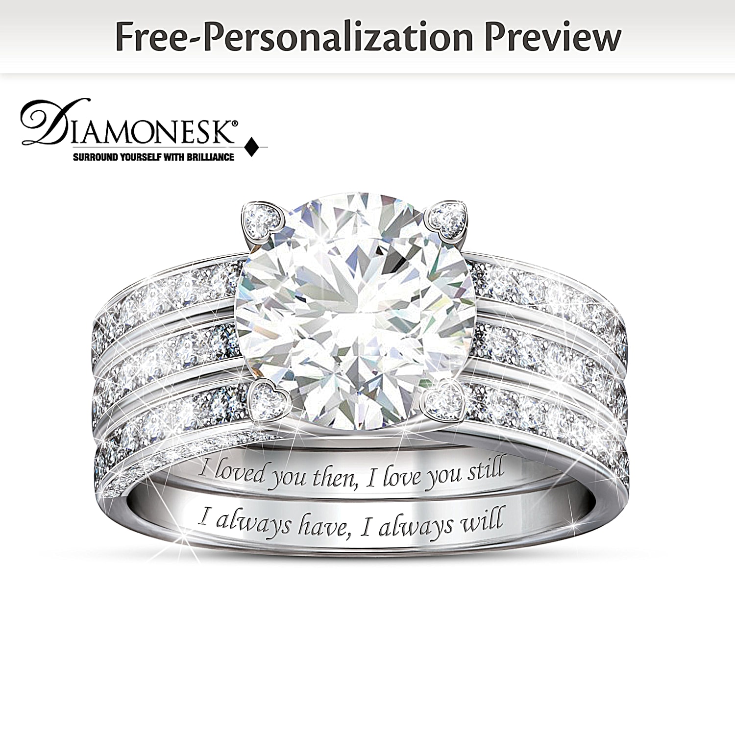 7 Carat Always My Love Personalized Ring Set
