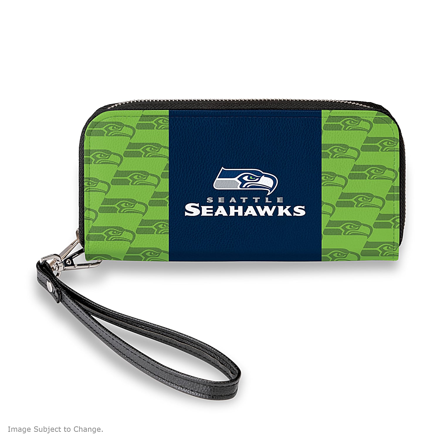 Seattle Seahawks Womens Faux Leather NFL Clutch Wallet With Tone-On-Tone  Print Design Of Team Logo, Removable Wristlet Strap