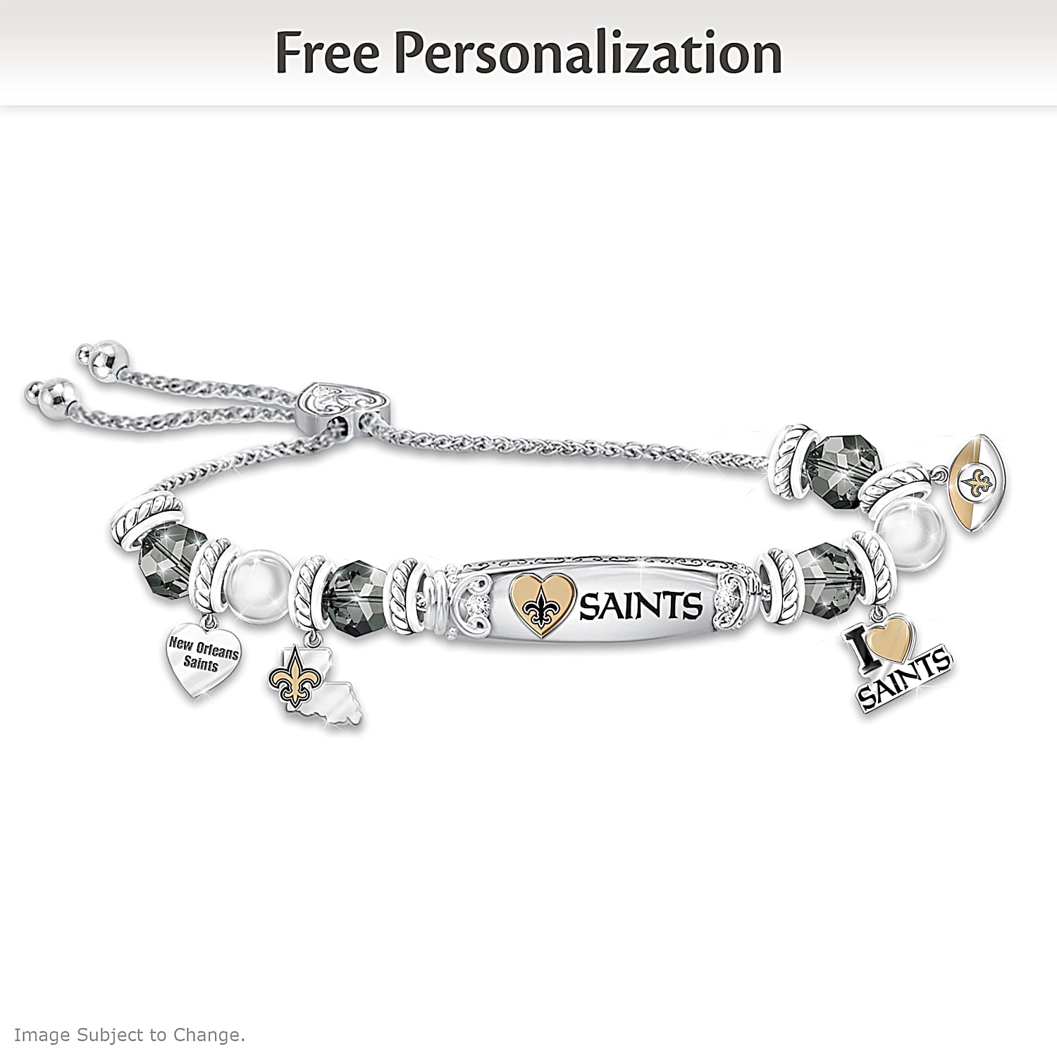 I Love My Saints Personalized Bracelet