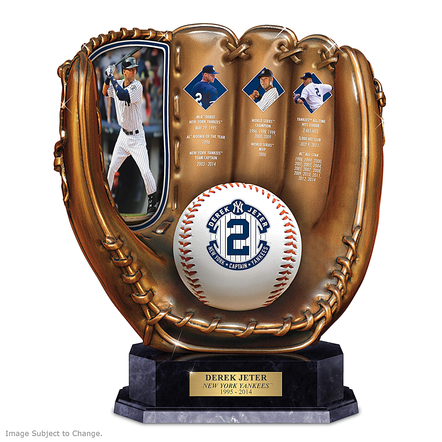 New York Yankees Derek Jeter MLB Commemorative Cold-Cast Bronze Glove  Sculpture Featuring Official Retirement Logo