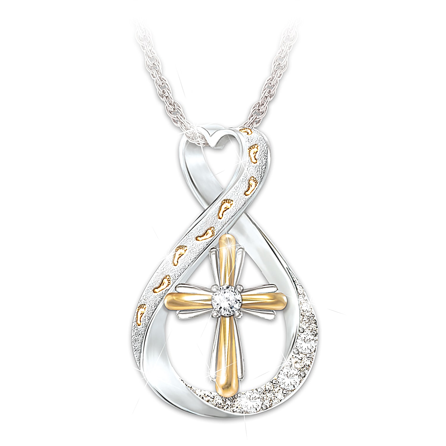 Footprints in the sand cross necklace new arrivals