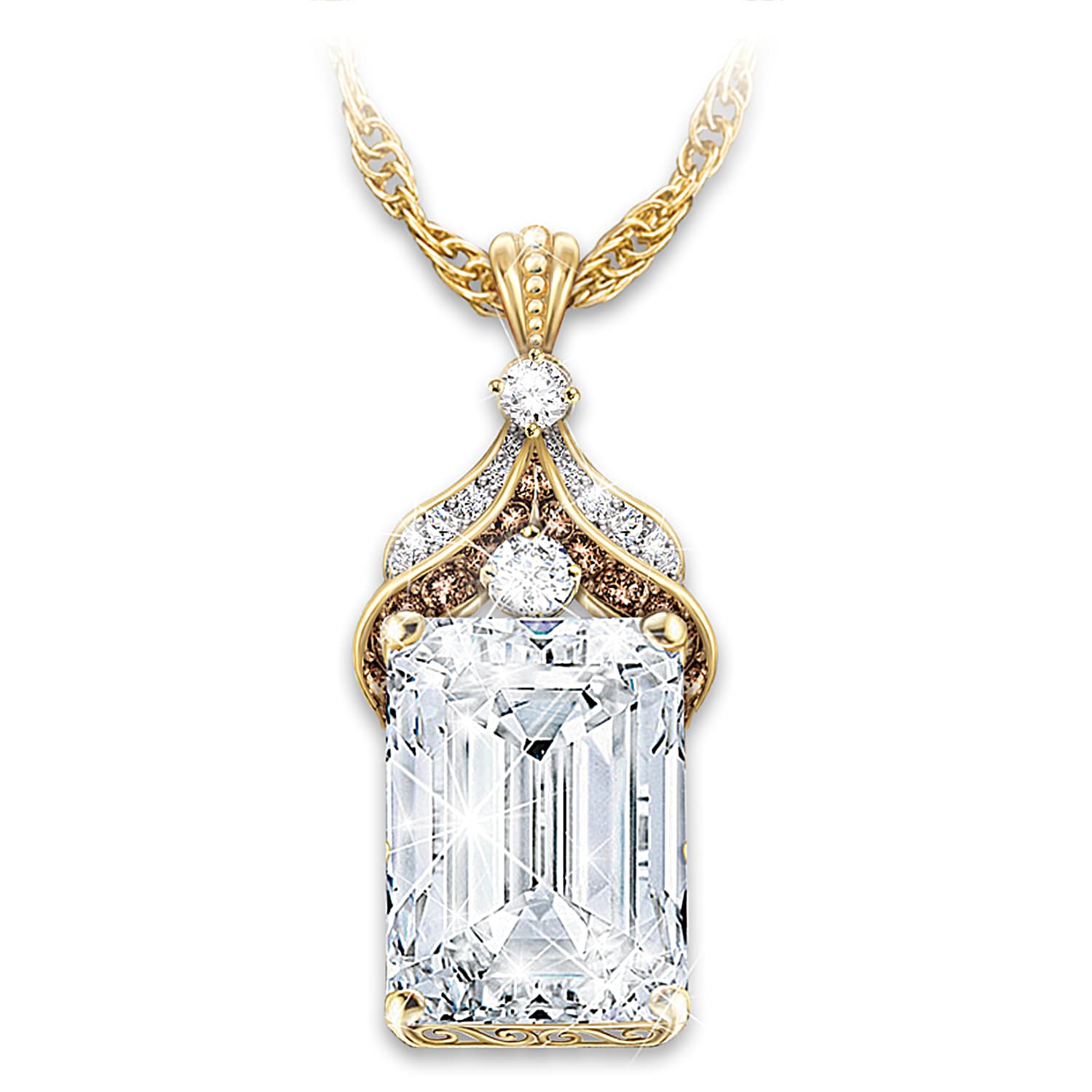 18K Gold-Plated Pendant Adorned With An Emerald-Cut Topaz