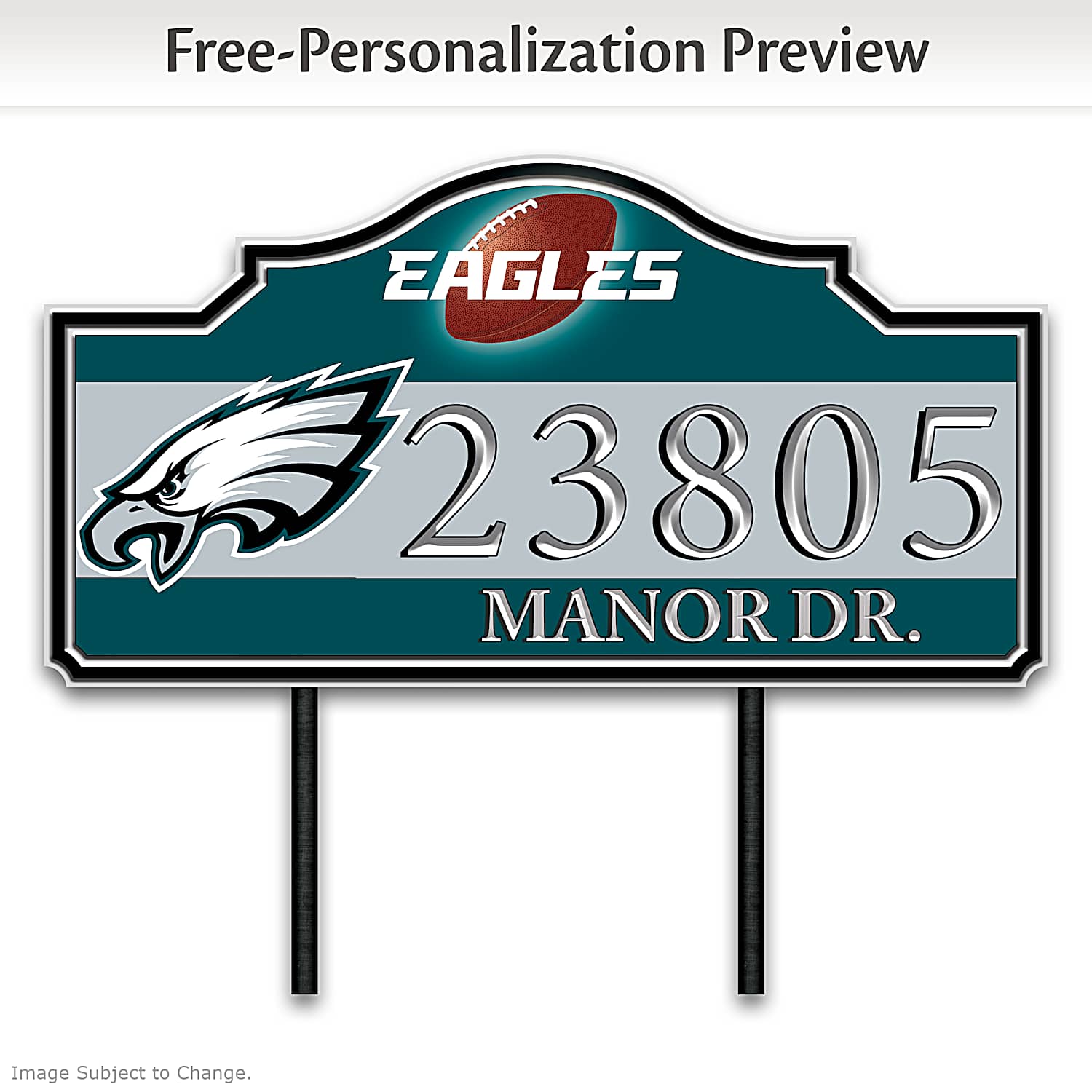 Philadelphia Eagles Personalized NFL Outdoor Address Sign