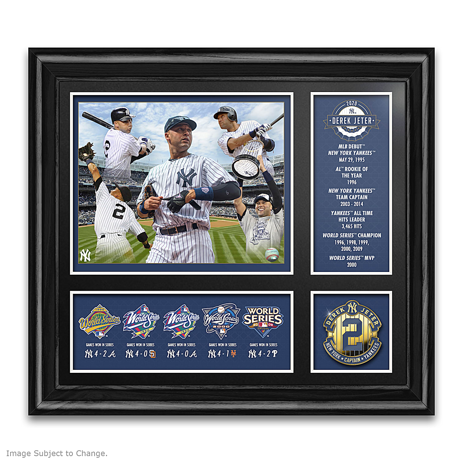 Derek Jeter: New York Yankees All-Time Great MLB Framed Wall Decor  Featuring Historic Photos, Career Highlights, & Stats With A 22K  Gold-Plated Raised-Relief Medallion