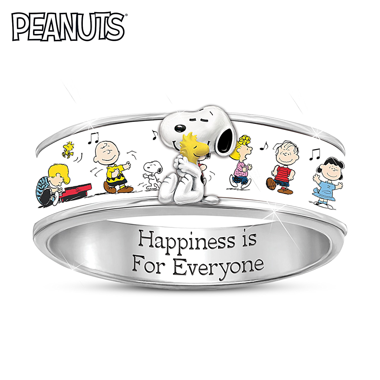 PEANUTS Happiness Womens Sterling Silver Plated Spinning