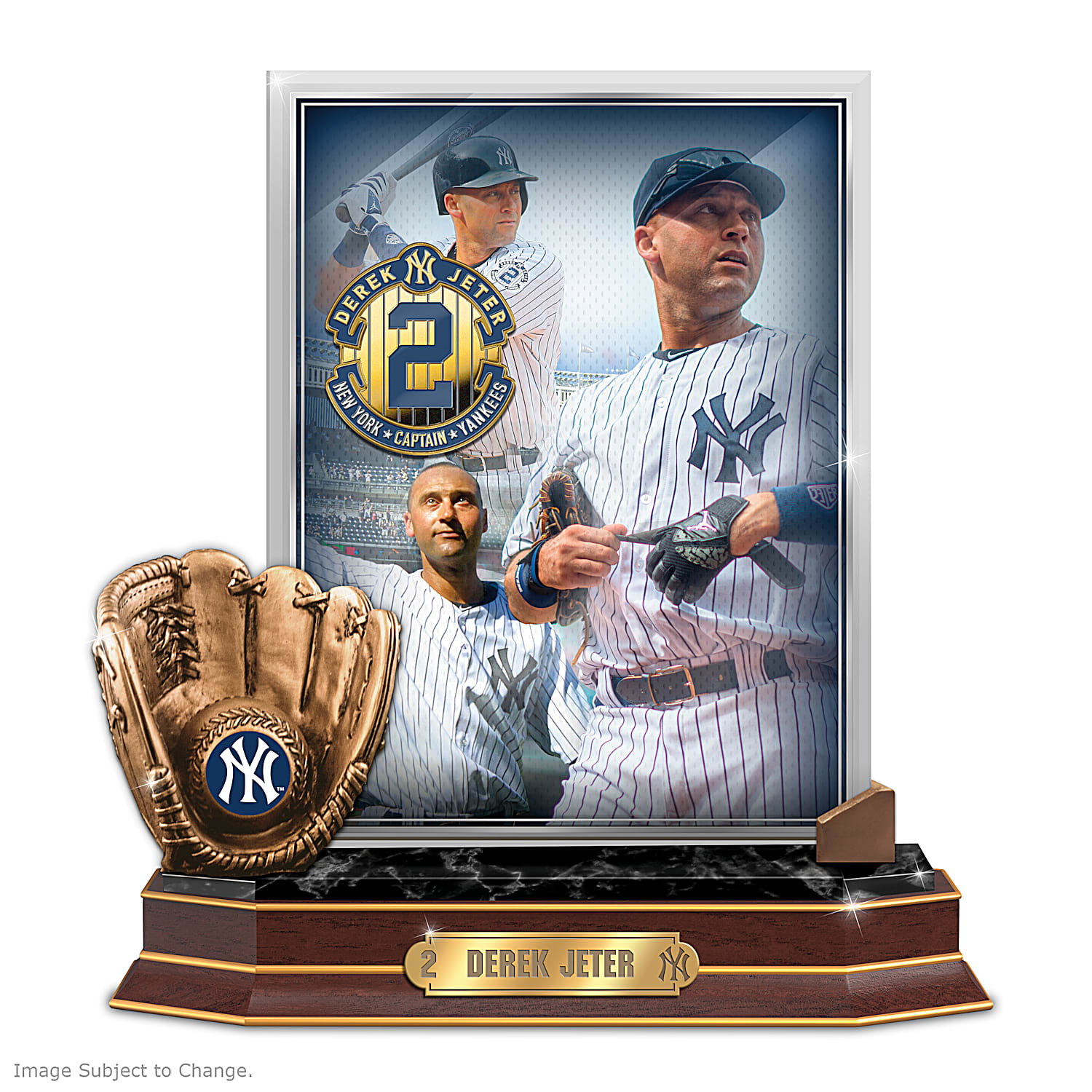 New York Yankees Derek Jeter Cold-Cast Bronze MLB Sculpture With A Banner  Of Career Highlights & A Mahogany-Finished Base