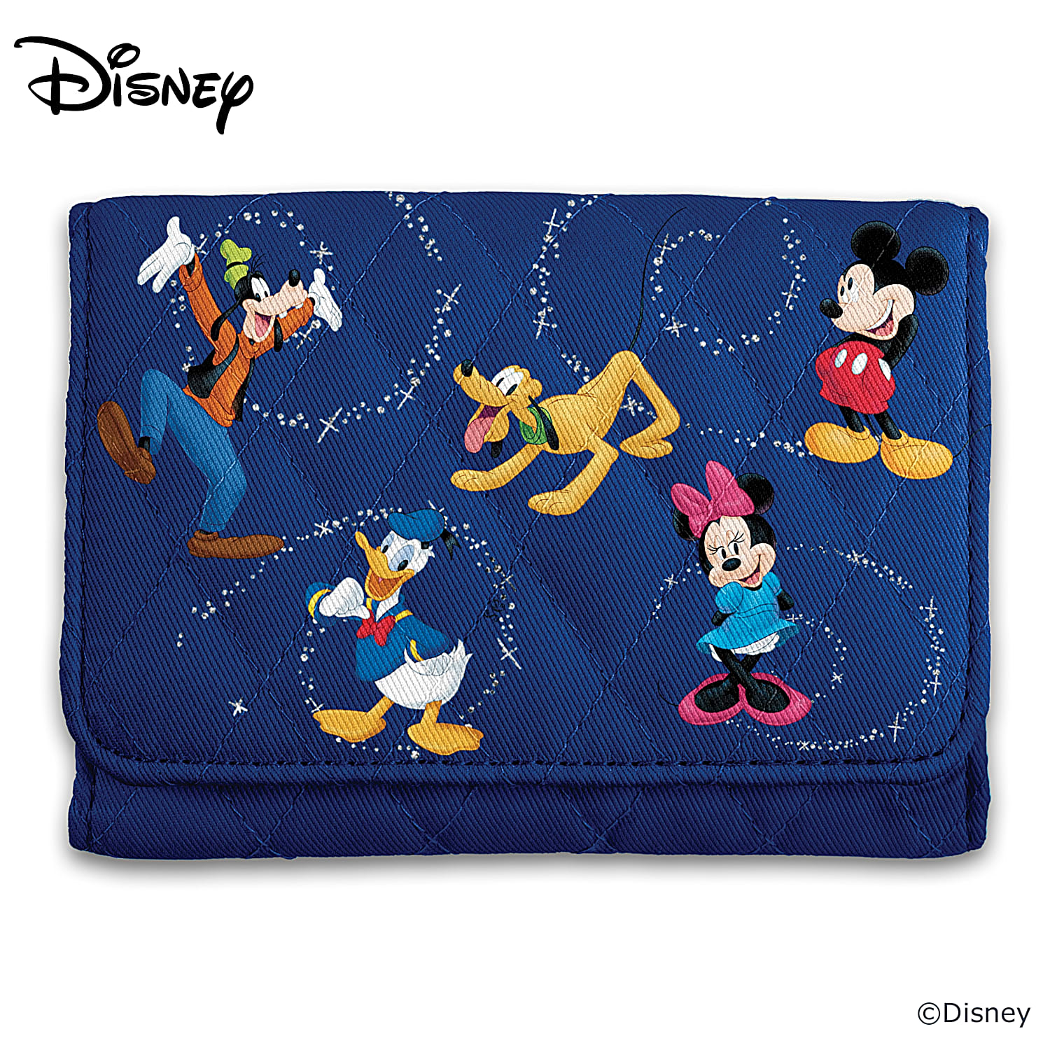 1 WALLET Disney Mickey Mouse Black Silver Trifold Wallet 