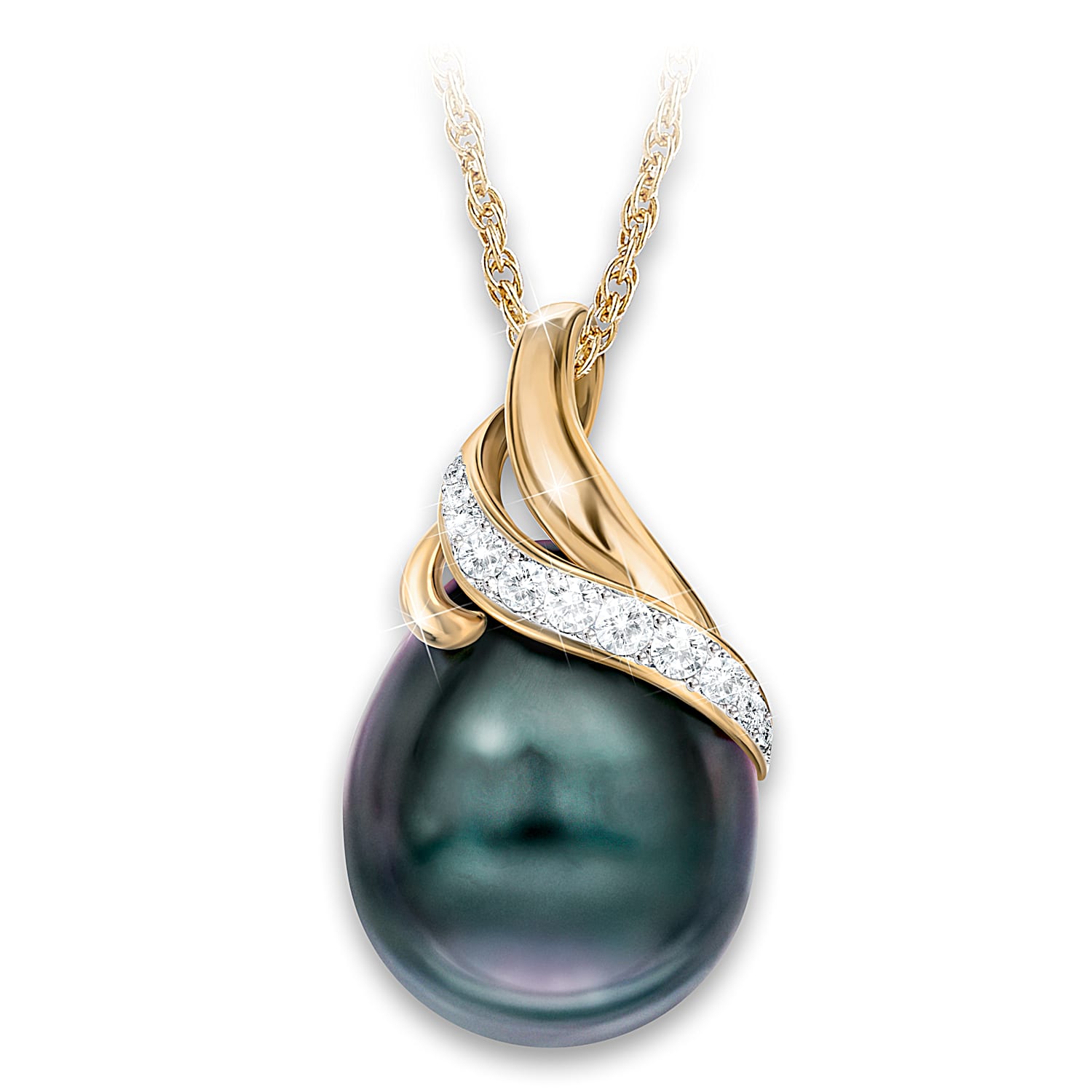 Tahitian pearl pendant yellow gold shop